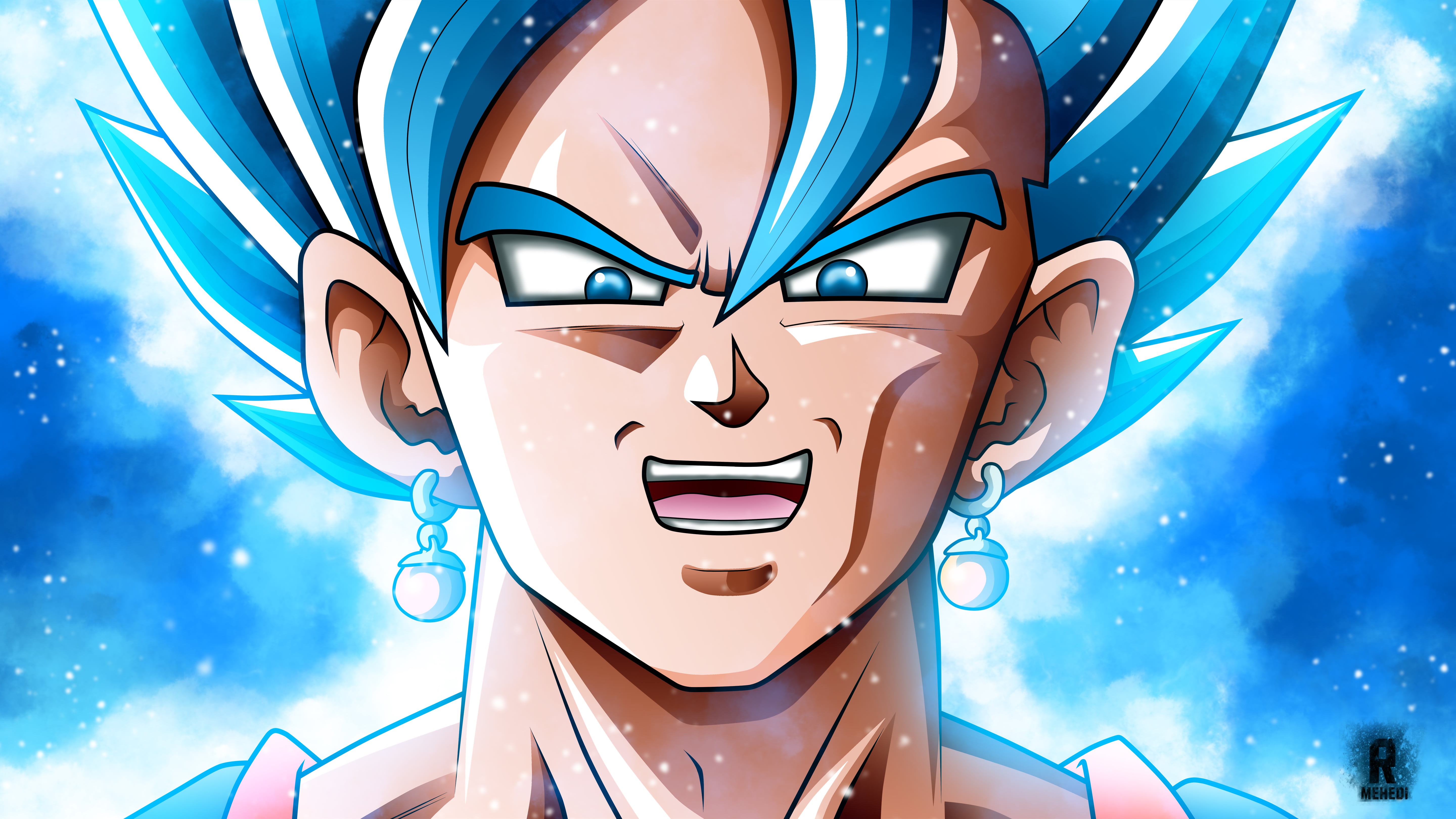 creativity, no people, outdoors, blue, mask - disguise, illustration, Super Saiyajin Blue, craft, goku, close-up, 5K, son, nature, representation, sky, HD Wallpaper
