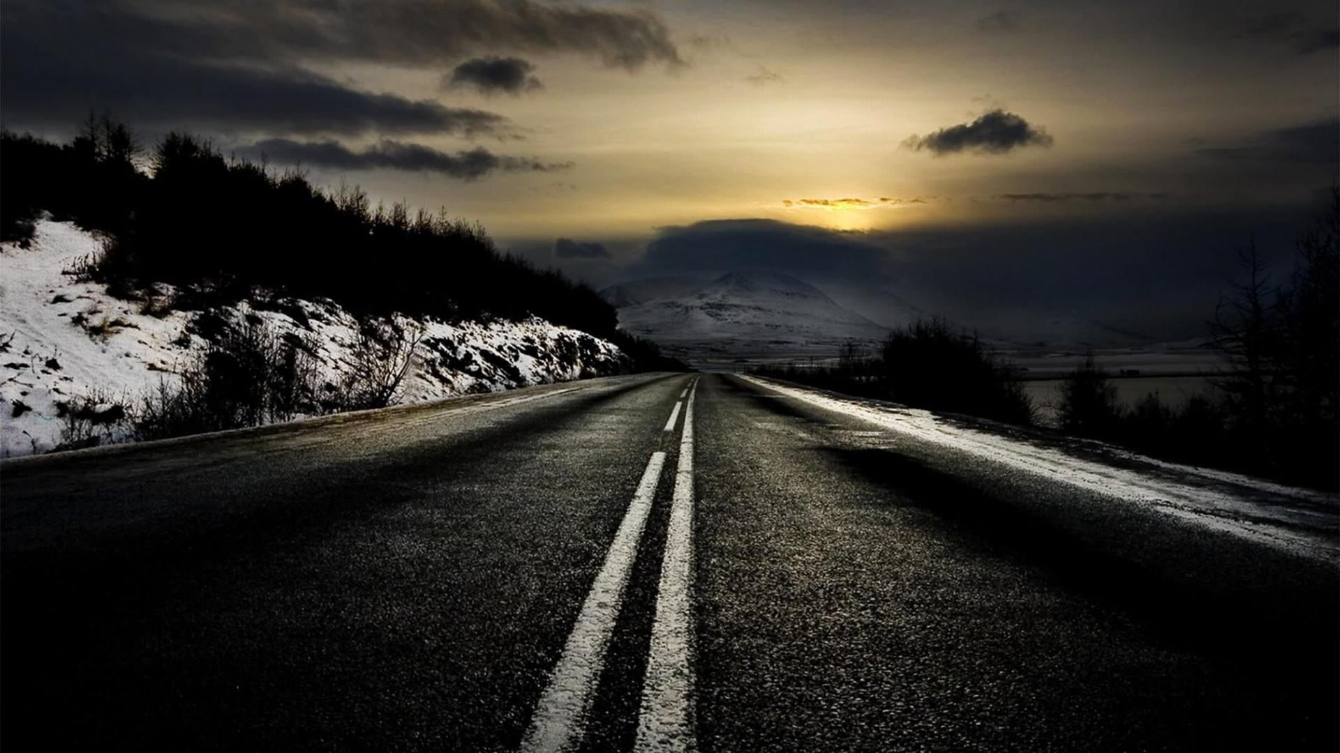 no people, marking, asphalt, symbol, landscape, dividing line, nature, transportation, beauty in nature, sky, outdoors, vanishing point, diminishing perspective, HD Wallpaper