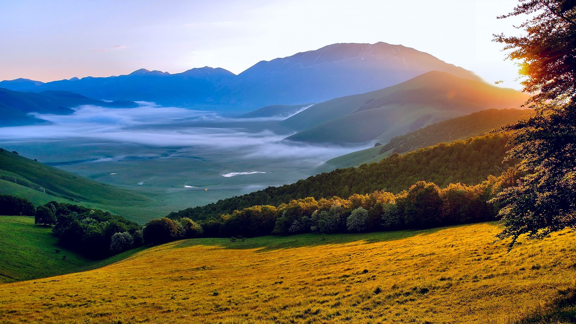 Italy, 1080P, Umbria, Sun, Scenery, Morning, Nature, HD Wallpaper
