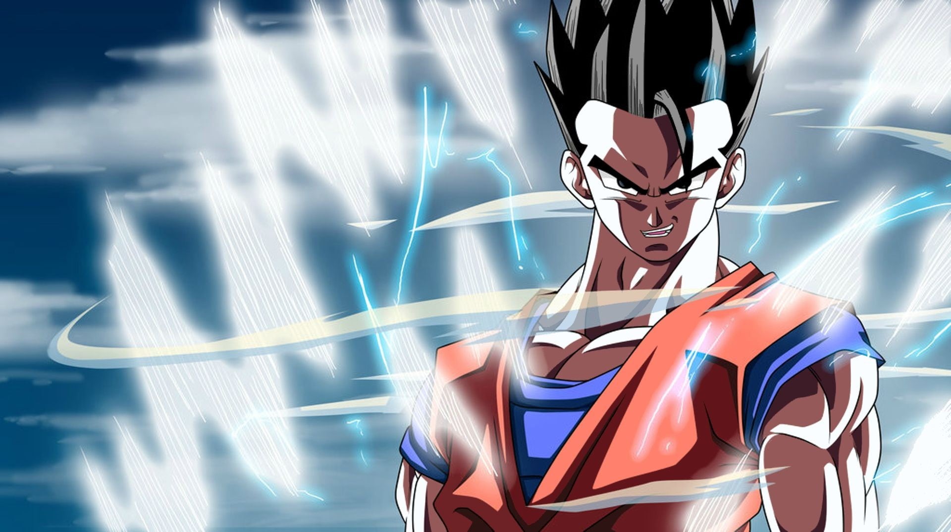 outdoors, vitality, Gohan, dragon, one person, sports clothing, technology, 1080P, Dragon Ball Z, competition, adult, illuminated, clothing, HD Wallpaper