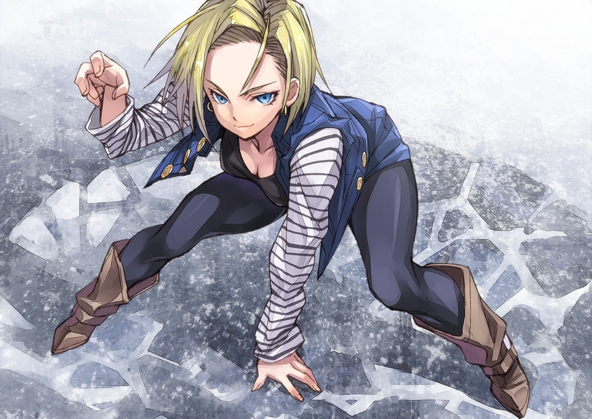 anime, Android 18, blonde, Dragon Ball Z, blue eyes, 480P, anime girls, HD Wallpaper