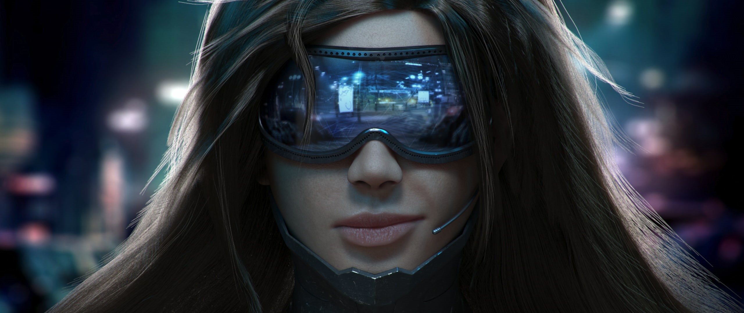 ultrawide, ultra-wide, 2K, cyberpunk, women, fan art, futuristic, HD Wallpaper