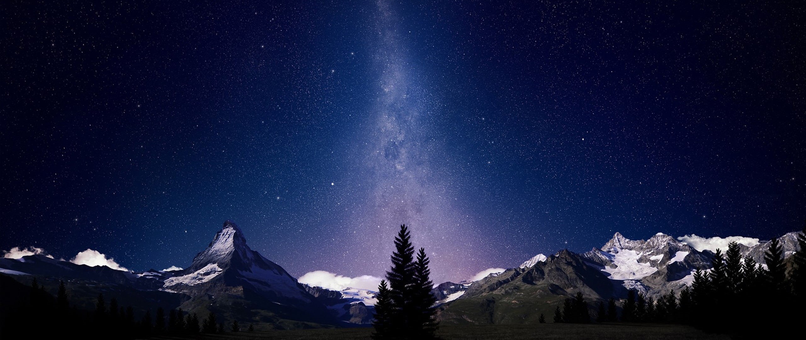 landscape, mountain peak, green, snowcapped mountain, beauty in nature, night, no people, cold temperature, photography, winter, stars, nature, sky, scenics - nature, HD Wallpaper