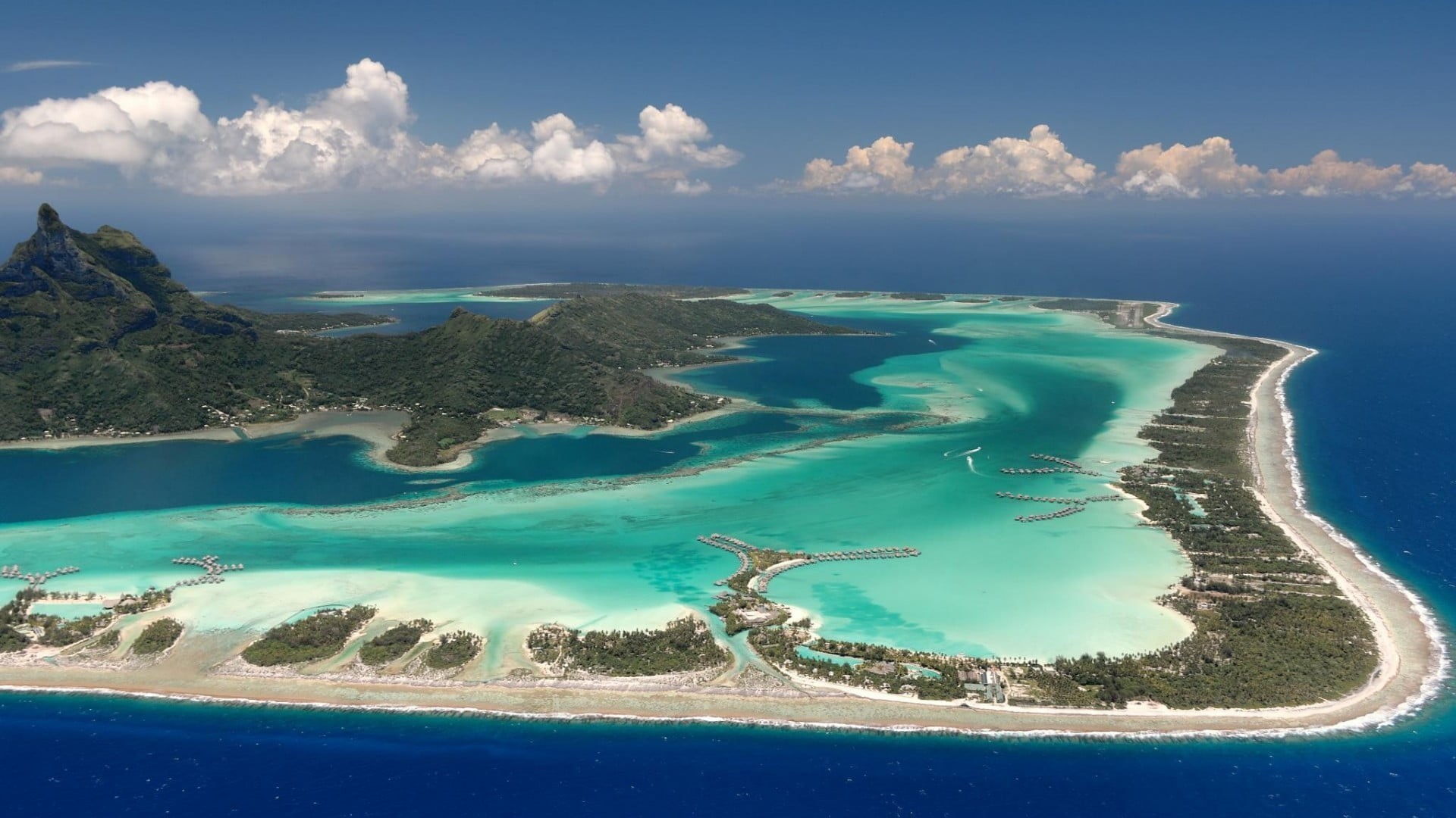 1080P, water, beach, idyllic, travel destinations, no people, Bora Bora, sky, non-urban scene, cloud - sky, nature, turquoise colored, island, sea, outdoors, HD Wallpaper