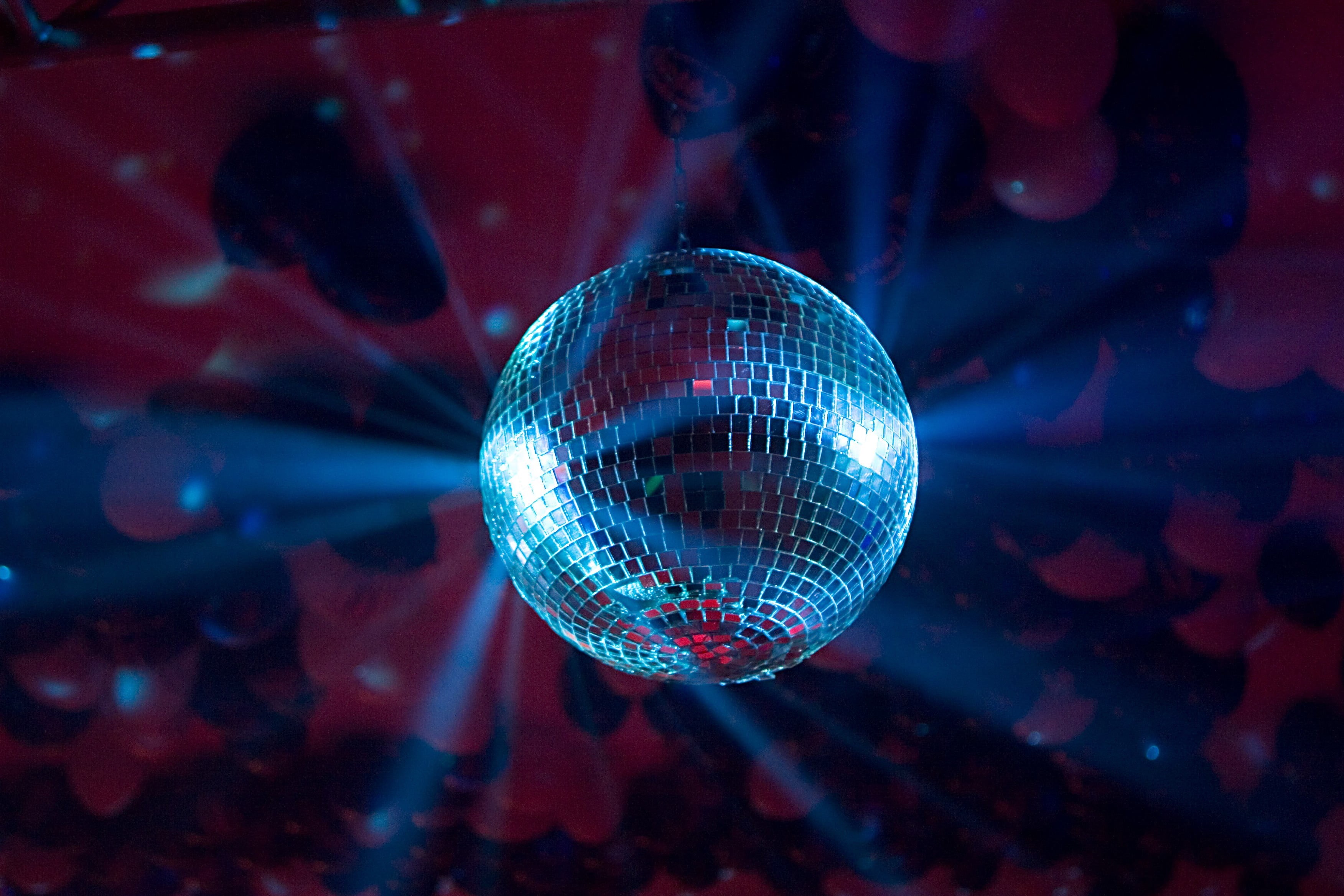 nightclub, event, night, entertainment club, reflection, blue, shiny, ball, lighting equipment, close-up, nightlife, silver, retro styled, disco balls, HD Wallpaper
