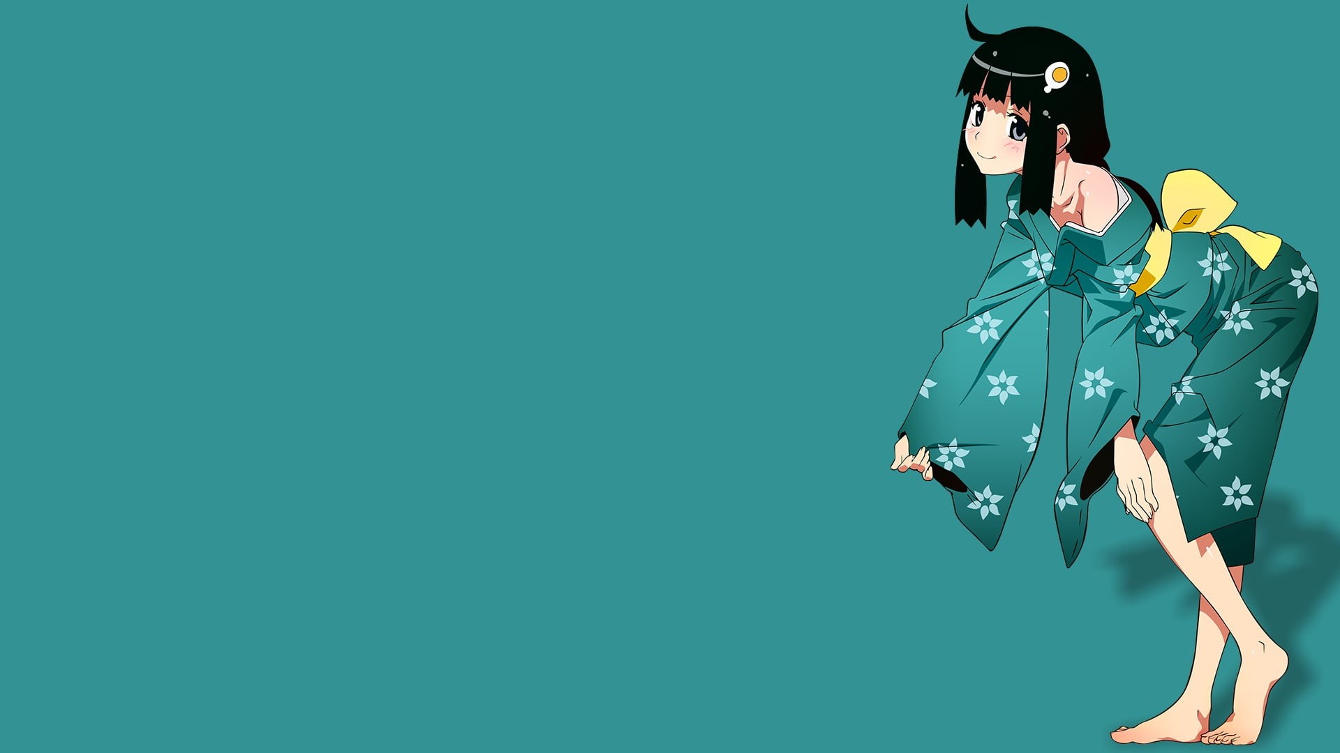 woman, adult, creativity, women, barefoot, anime girls, clothing, music, one person, character, black, young adult, kimono, rock music, simple background, HD Wallpaper
