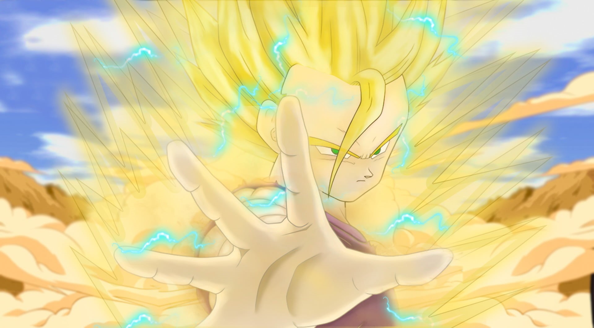 yellow, saiyan, son, human representation, Son Gohan, growth, beauty in nature, creativity, representation, sunlight, close-up, lifestyles, low angle view, HD Wallpaper