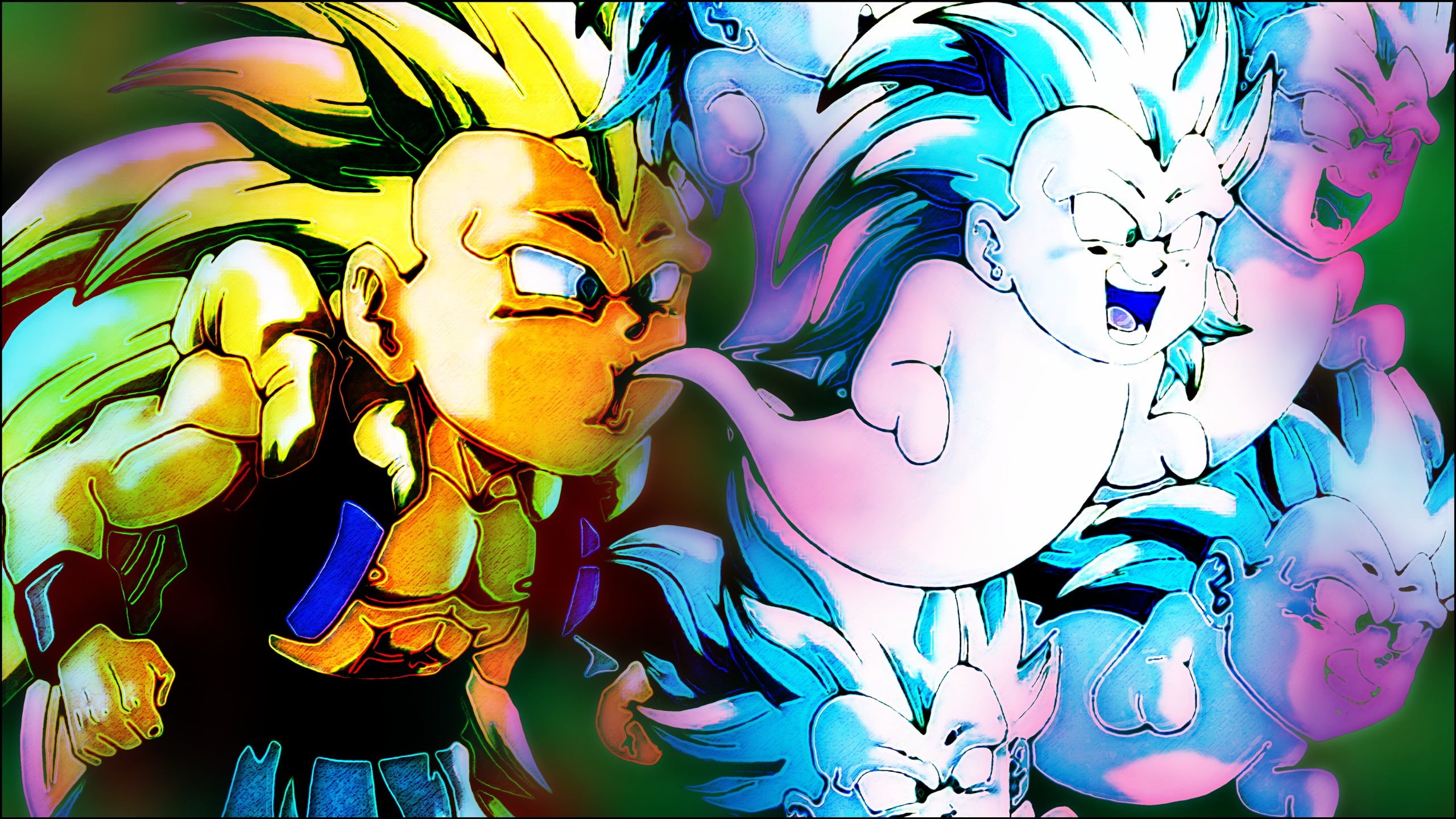 human representation, Son Goten, 2K, full frame, Gotenks, dress, belief, sculpture, creativity, indoors, close-up, male likeness, painting, Super Saiyan, HD Wallpaper