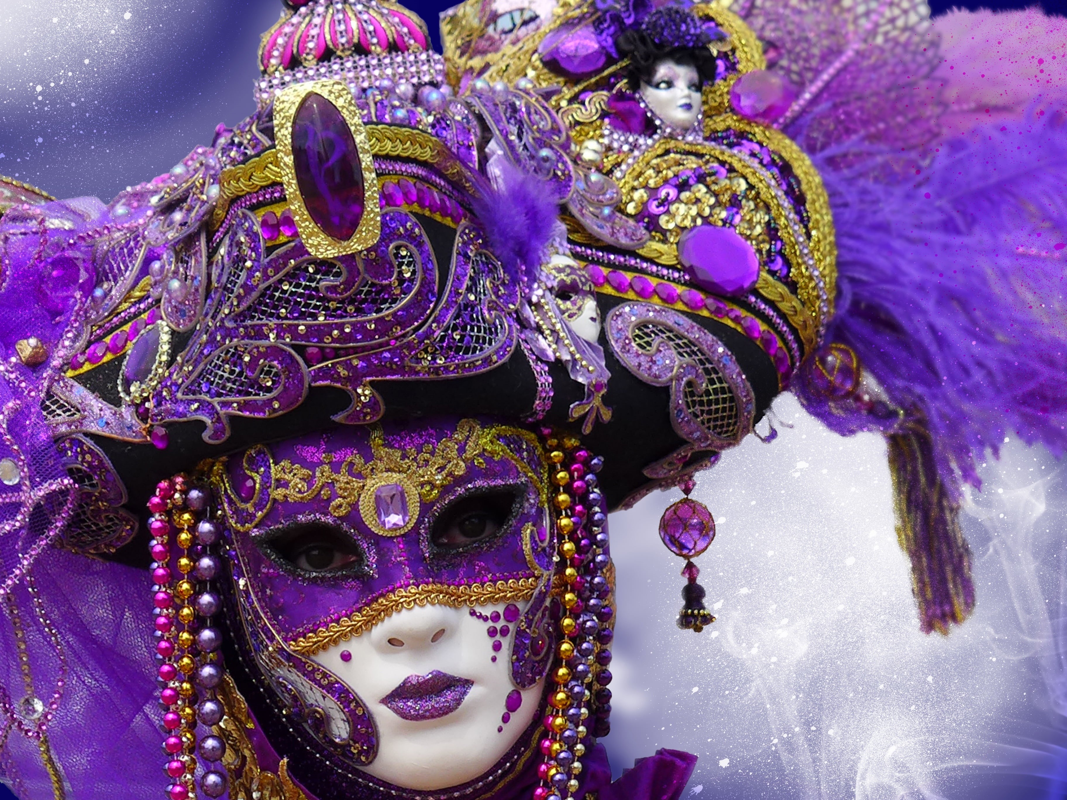 carnival - celebration event, carnival, outdoors, mask, 2K, obscured face, stage Costume, multi Colored, day, party - Social Event, festival, arts culture and entertainment, HD Wallpaper