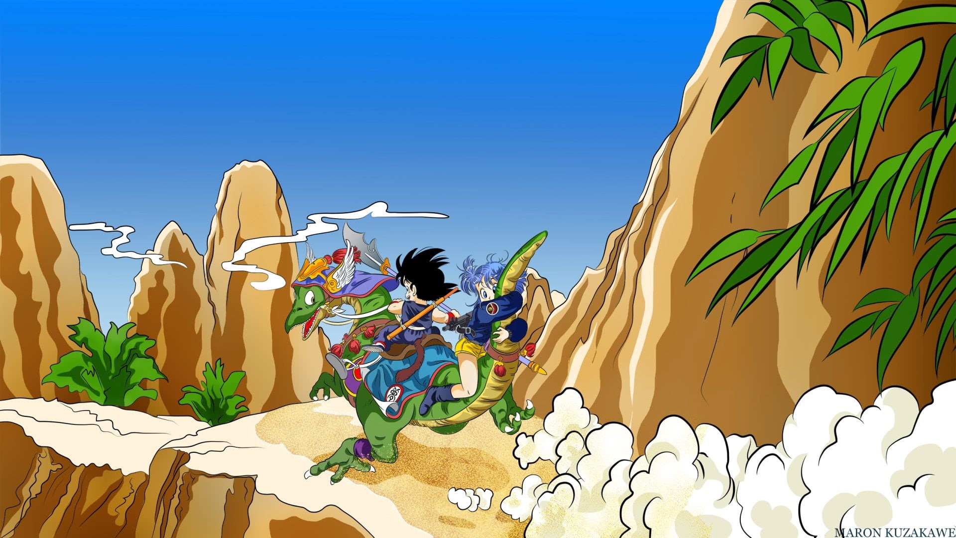dragonball, people, full length, men, Dragon Ball Z, blue, Bulma (Dragon Ball), water, multi colored, outdoors, sitting, Goku, day, group of people, HD Wallpaper