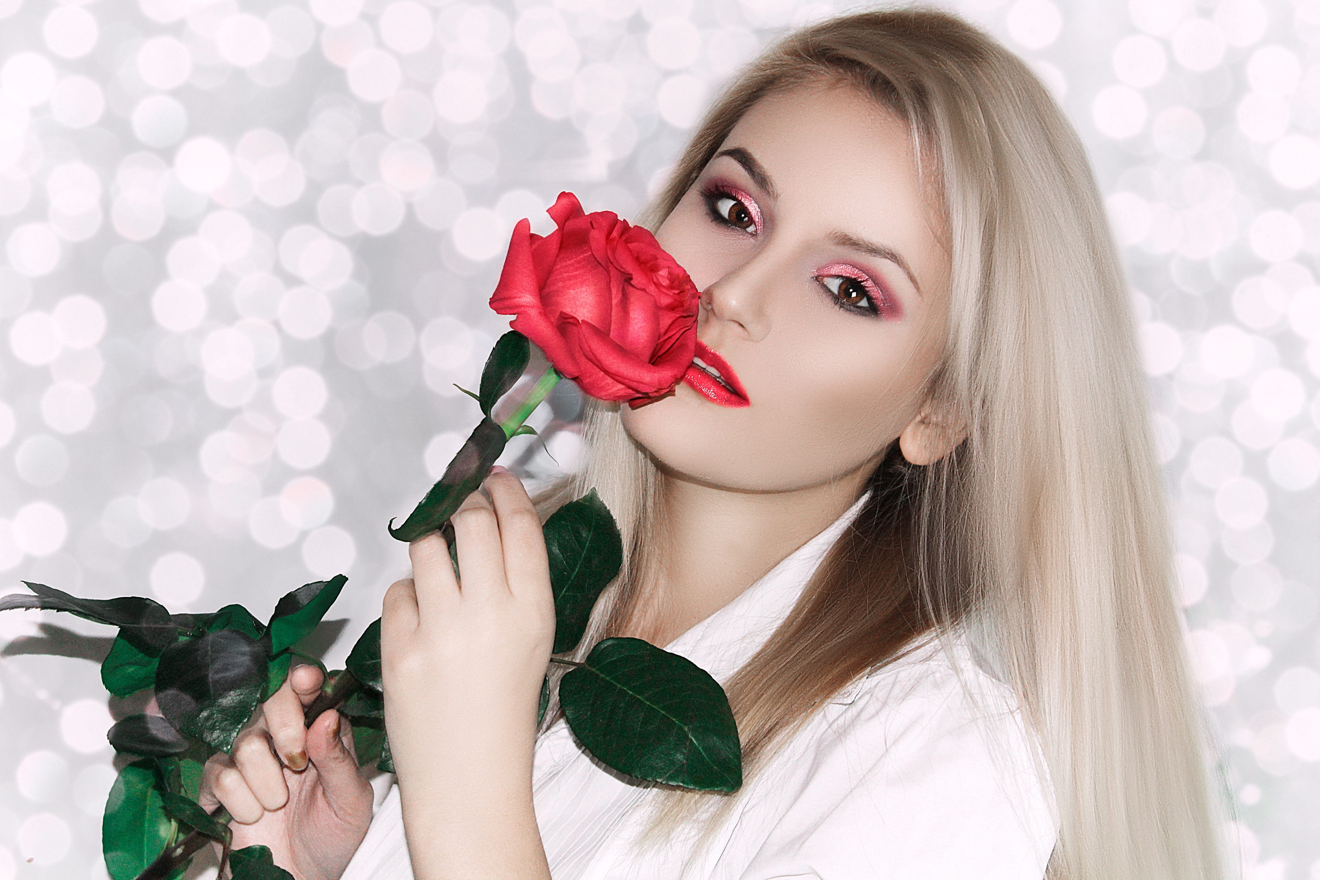 rose, model, portrait, person, makeup, blonde, hairstyle, people, young adult, headshot, lovely, looking at camera, russian, rose - flower, young, hair, HD Wallpaper