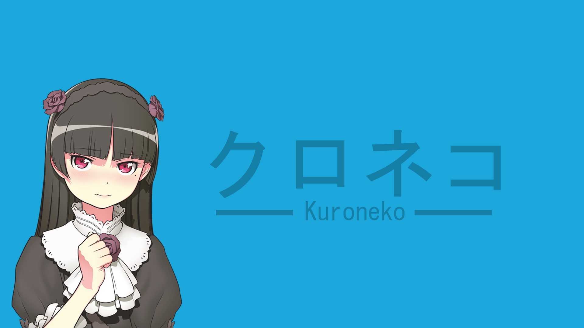 sign, anime, blue background, 1080P, creativity, Ore no Imouto ga Konnani Kawaii Wake ga Nai, one person, text, colored background, childhood, female likeness, HD Wallpaper