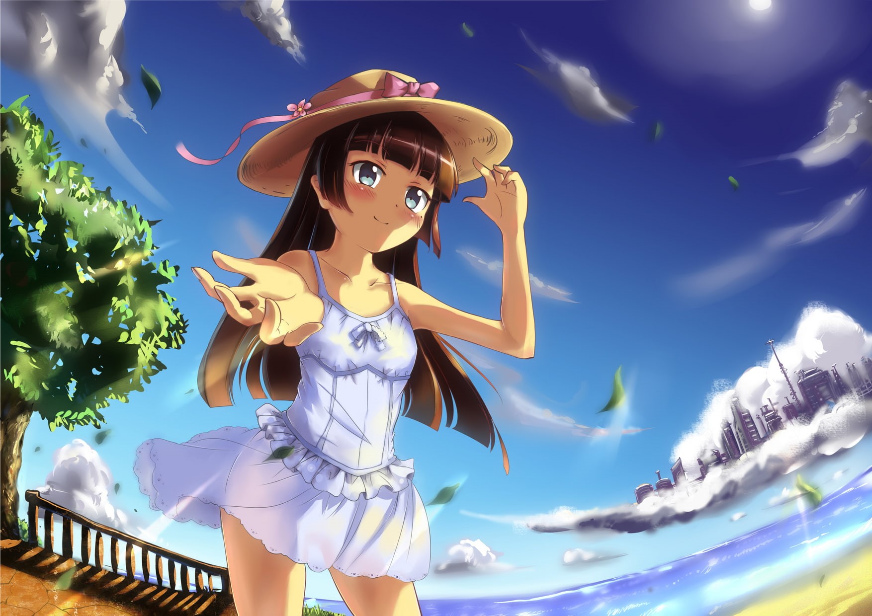 day, one person, young adult, plant, anime girls, fashion, representation, low angle view, outdoors, Gokou Ruri, three quarter length, Ore no Imouto ga Konnani Kawaii Wake ga Nai, HD Wallpaper