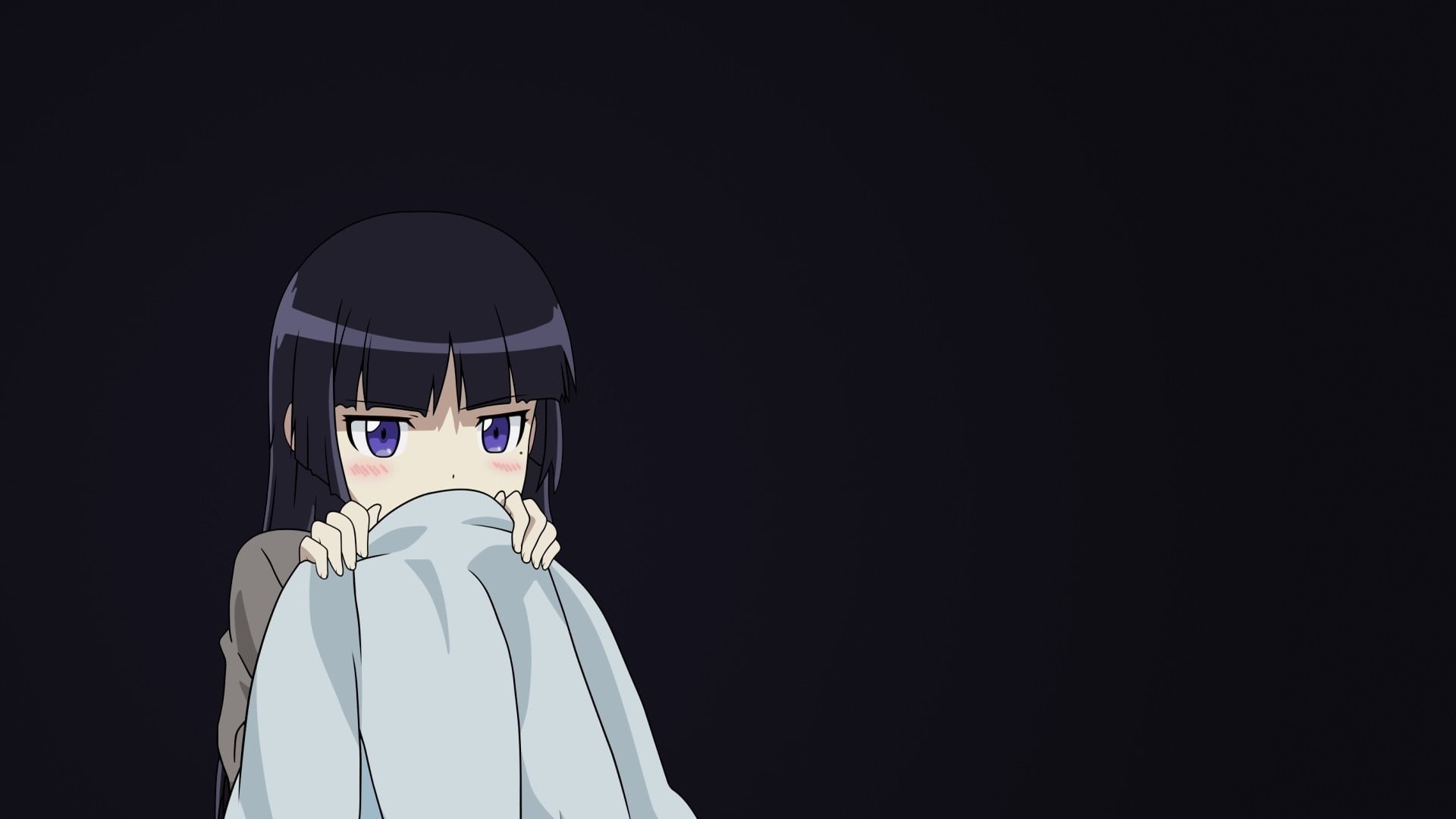 portrait, indoors, childhood, anime girls, black background, Gokou Ruri, human representation, clothing, dark, spooky, front view, one person, studio shot, HD Wallpaper