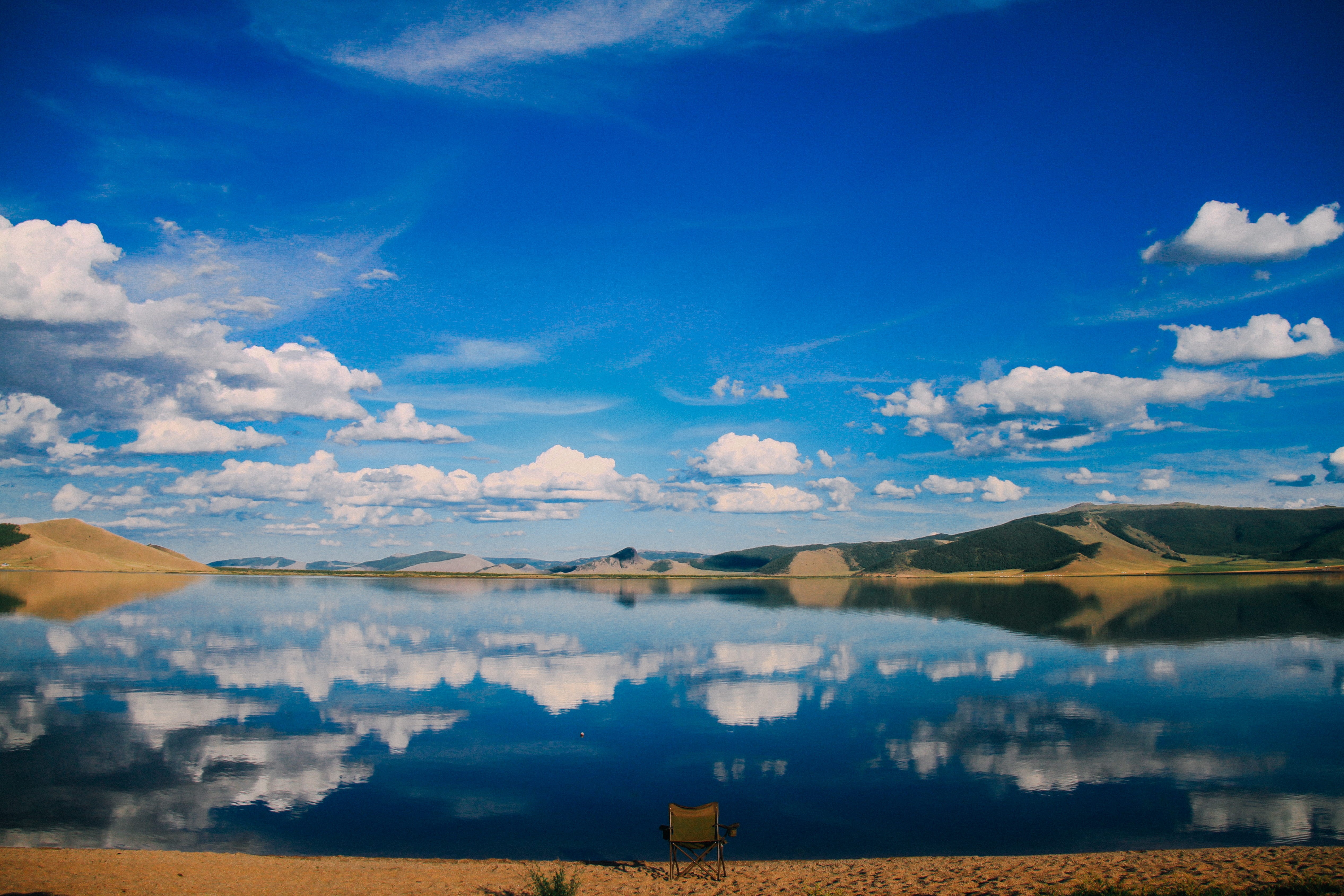 landspace, cloud - sky, beautiful, sky, beauty in nature, 4K, reflection, no people, environment, non-urban scene, calm, mongolia, dawn, chill, tranquility, HD Wallpaper
