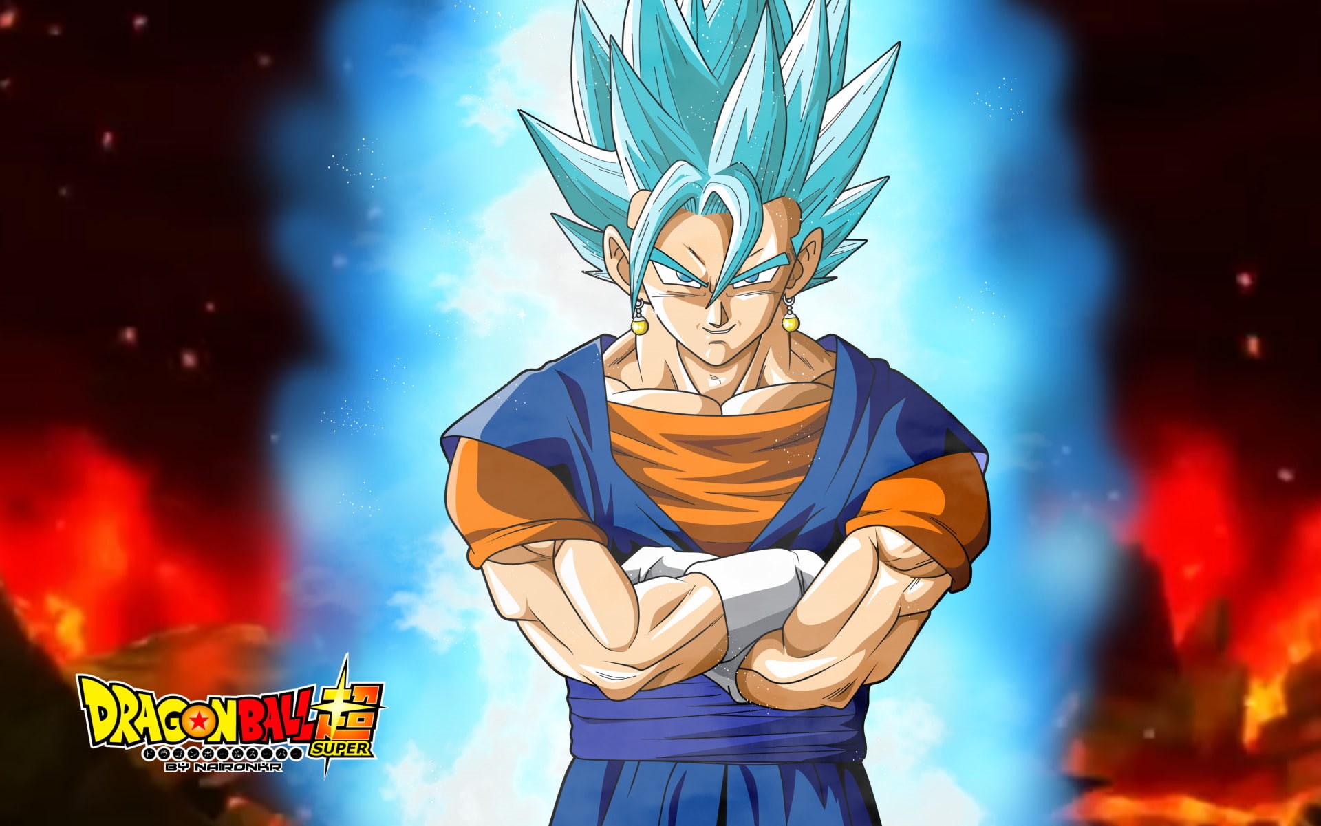 guko, Vegito (Dragon Ball), Dragon Ball, SSGSS Vegito, blue, ball, Dragon Ball Super, 1080P, z, dragon, HD Wallpaper