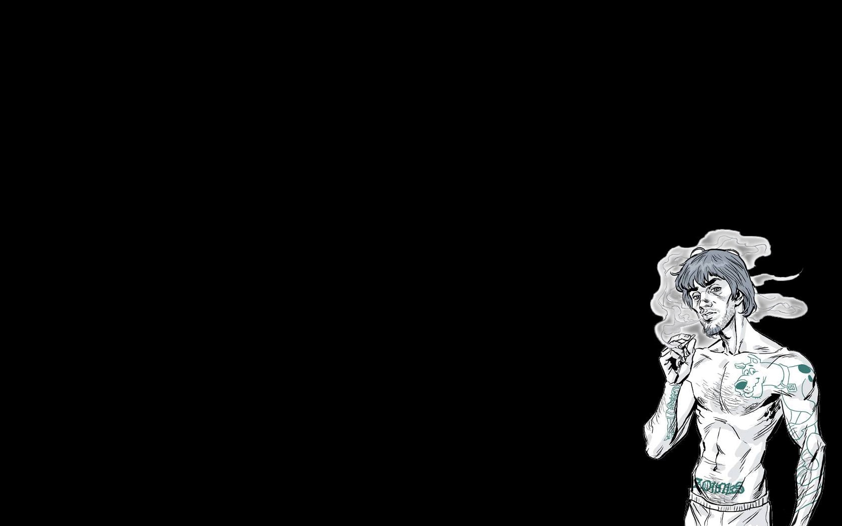 hd, shaggy, cartoon/comic, smoking, tattoo, bw, scooby, doo, black, 720P, HD Wallpaper