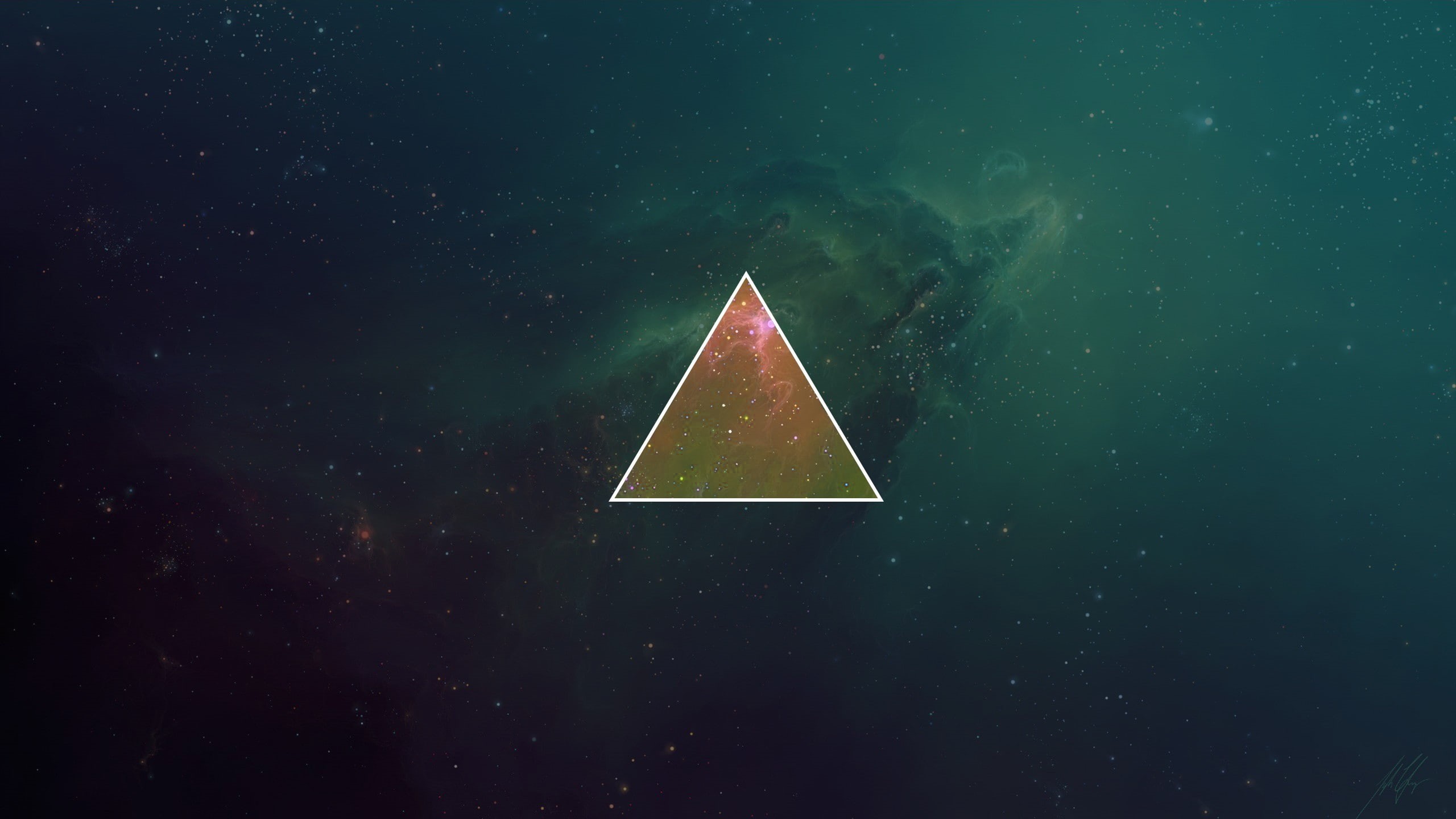 2K, TylerCreatesWorlds, sky, space, minimalism, triangle, galaxy, HD Wallpaper