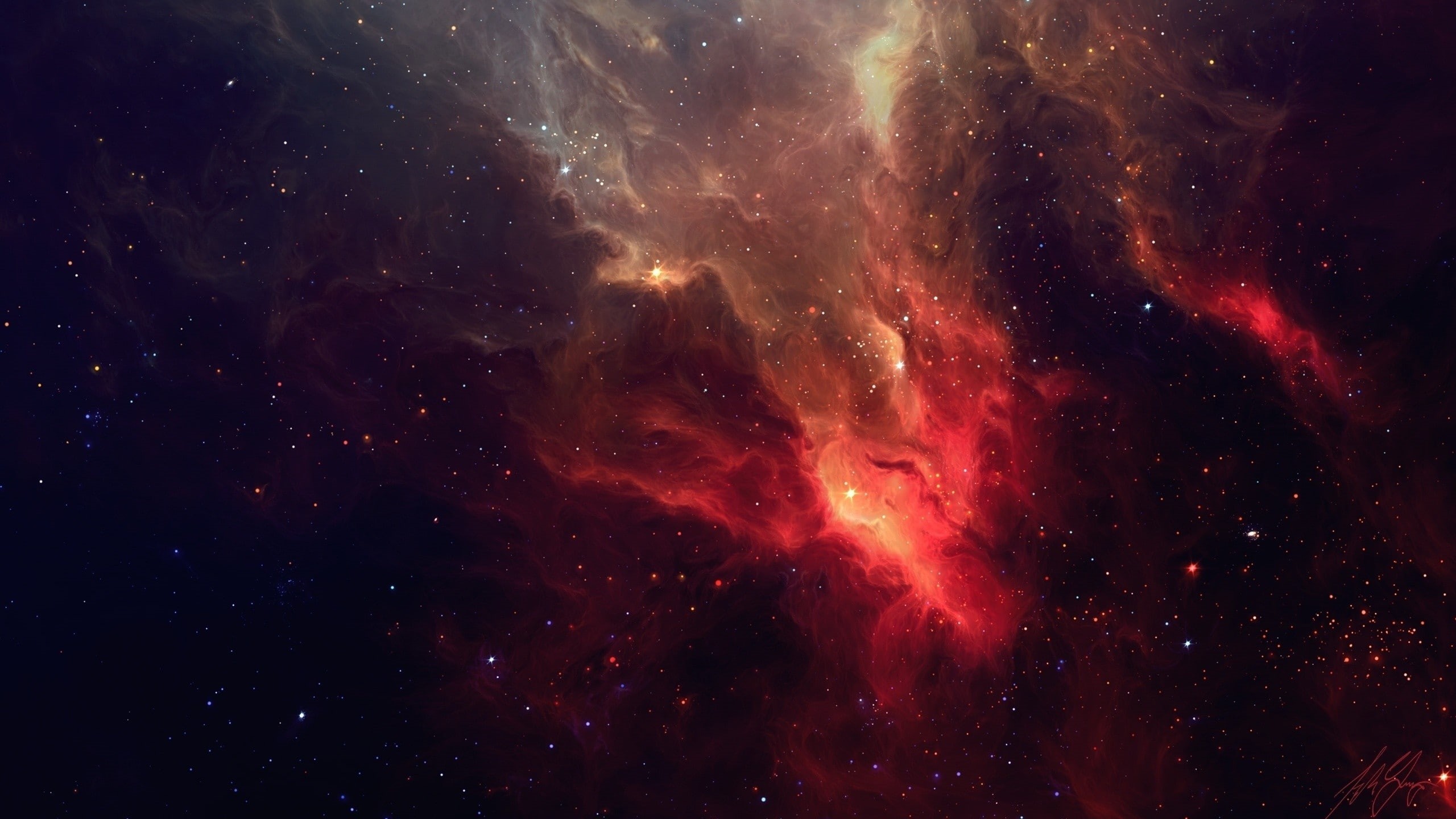 space art, 3D, nebula, digital art, space, TylerCreatesWorlds, 2K, stars, HD Wallpaper