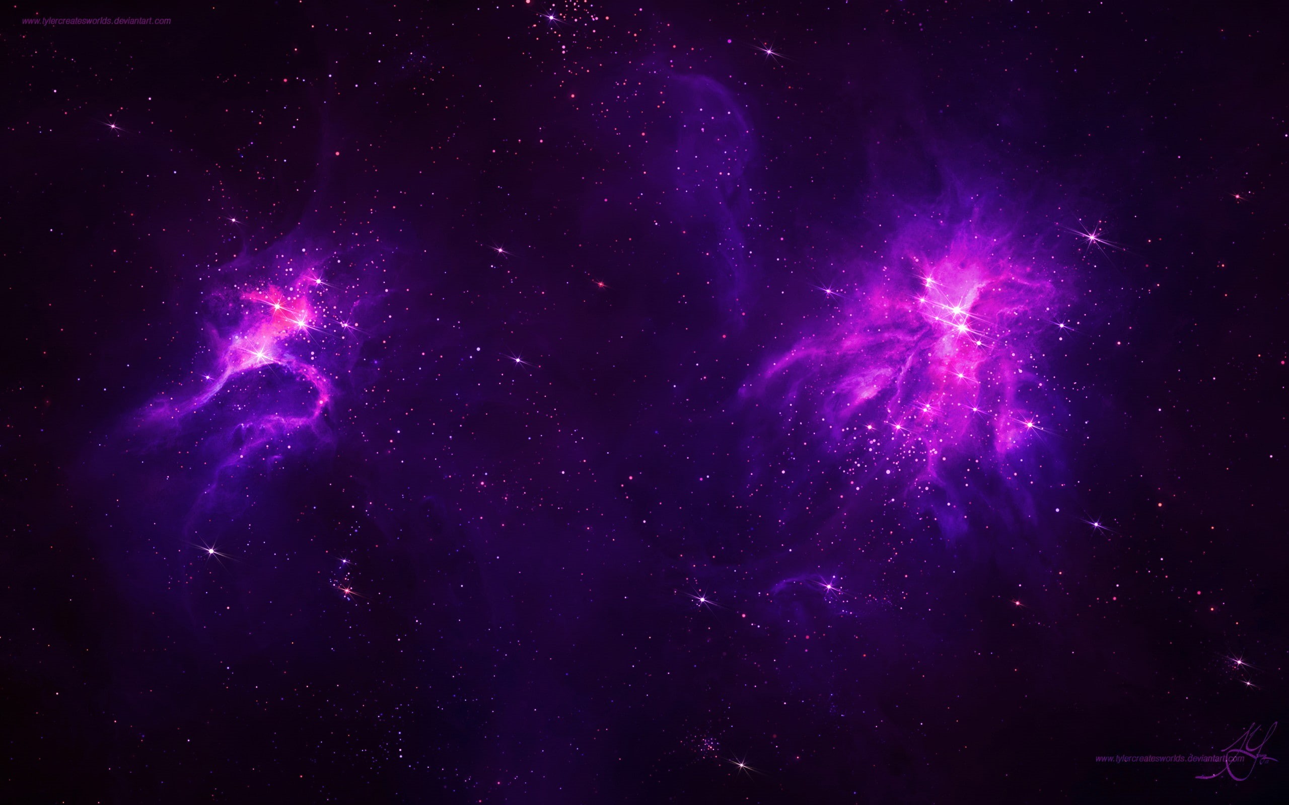 space, digital art, purple, stars, TylerCreatesWorlds, space art, 2K, galaxy, HD Wallpaper