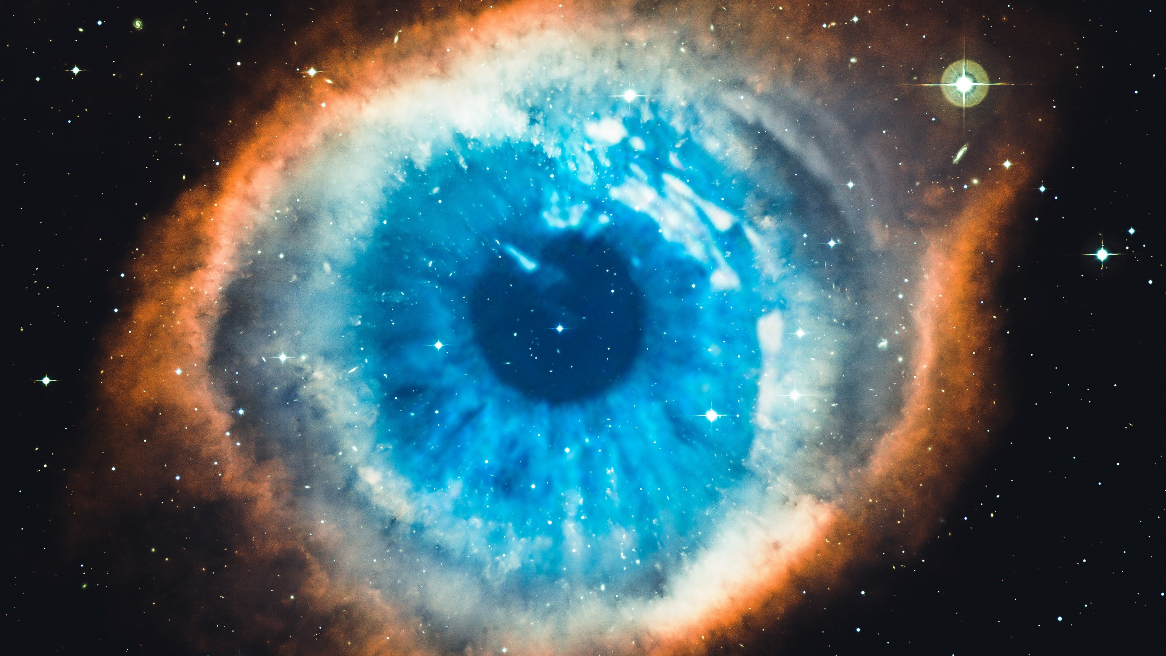 universe, galaxy, space, 4K, helix nebula, black, blue, stars, white, HD Wallpaper