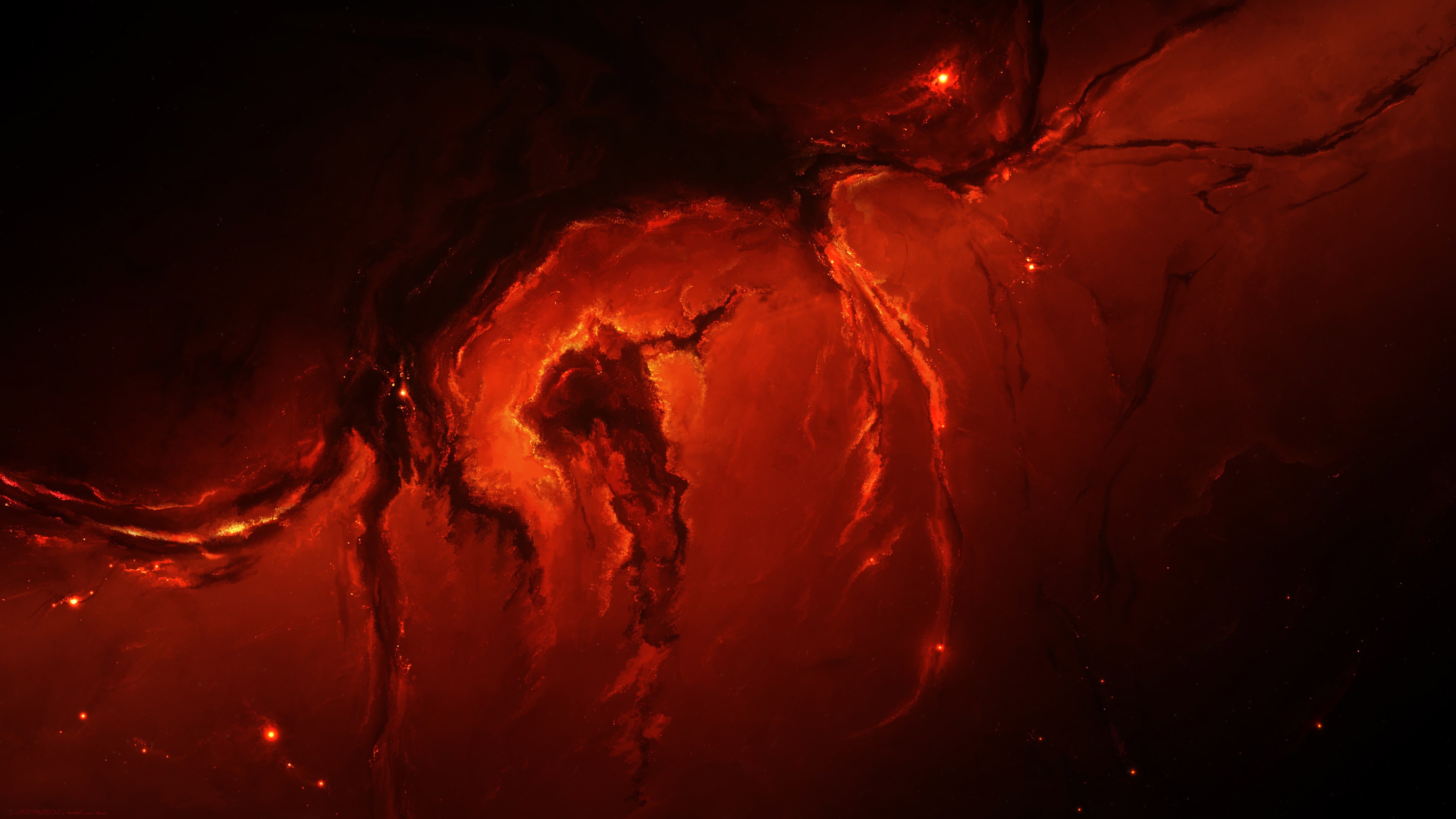 5K, artwork, red, Starkiteckt, nebula, space art, space, universe, HD Wallpaper