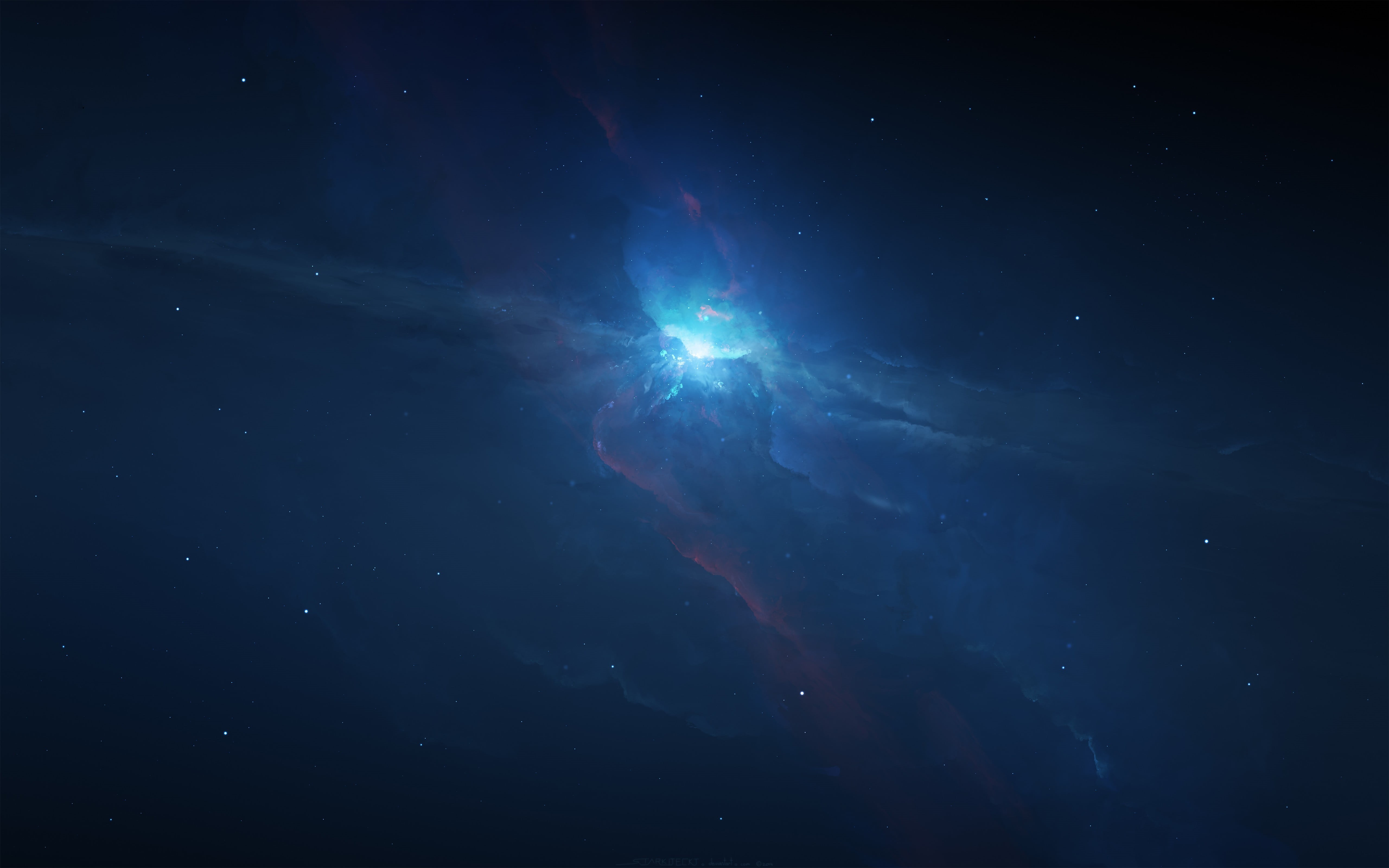 cloud - sky, outdoors, 5K, Starkiteckt, night, no people, nebula, nature, space art, science, beauty in nature, blue, artwork, power in nature, glowing, HD Wallpaper