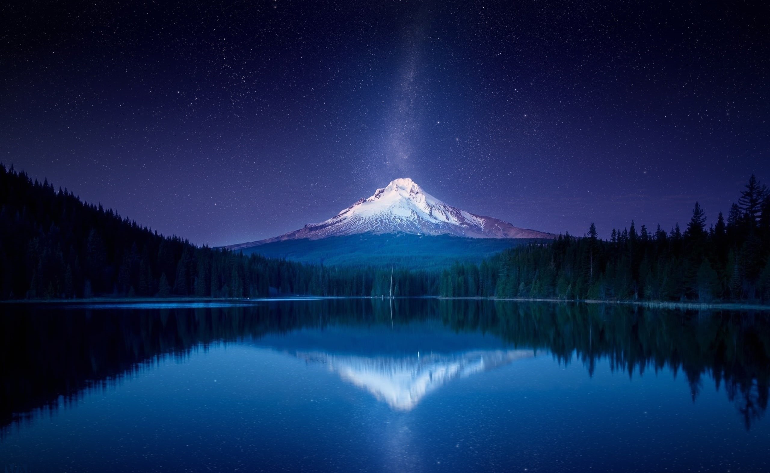 calm, sky, Lake, astronomy, Amazing, snowcapped mountain, mountain peak, star - space, Mountain, Mountains, reflection, trillium, no people, water, yakub, HD Wallpaper