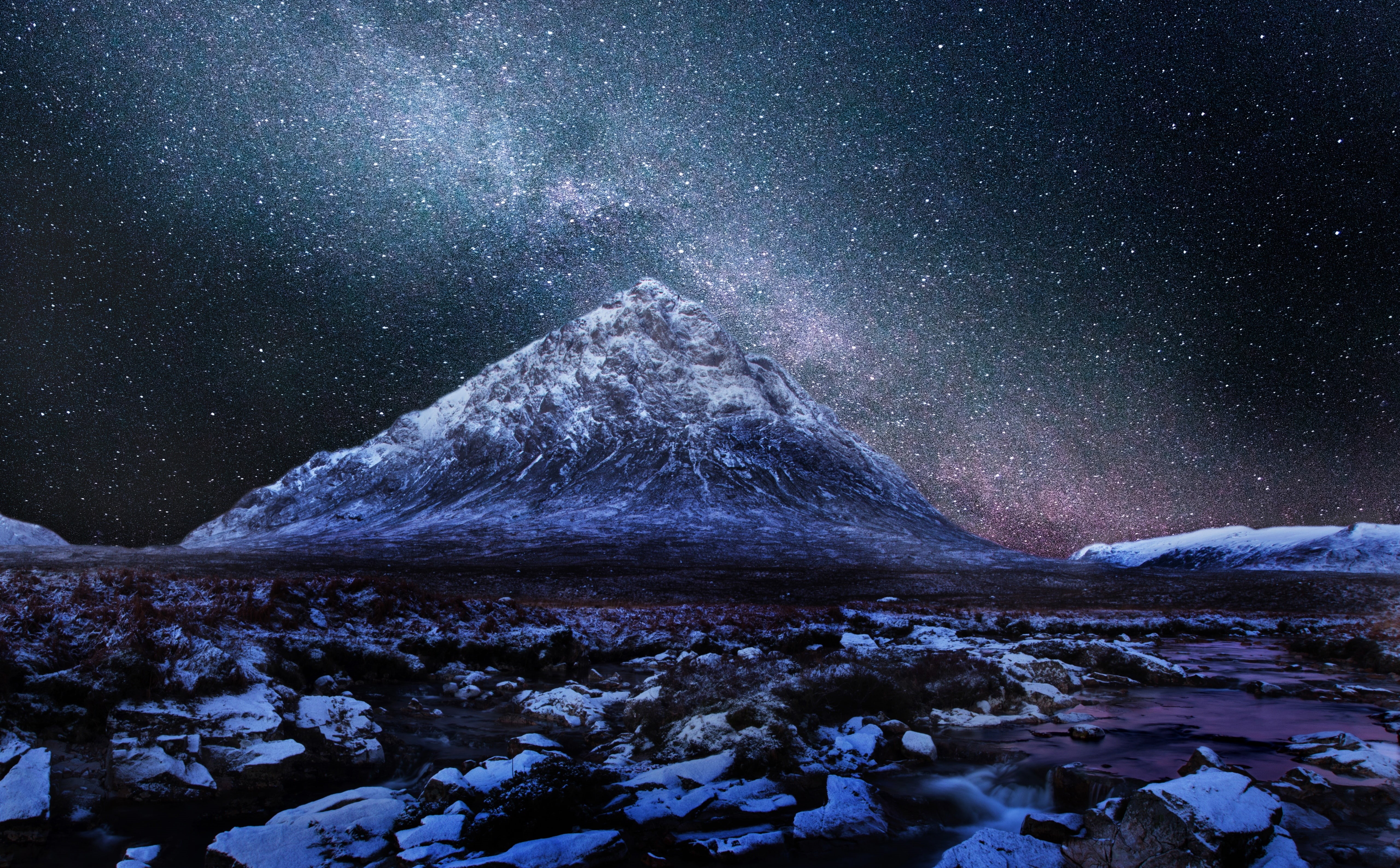 star - space, Amazing, marvelous, Scenery, cold temperature, astrophotography, tranquility, Highlands, covered, snowcapped mountain, milkyway, astronomy, HD Wallpaper