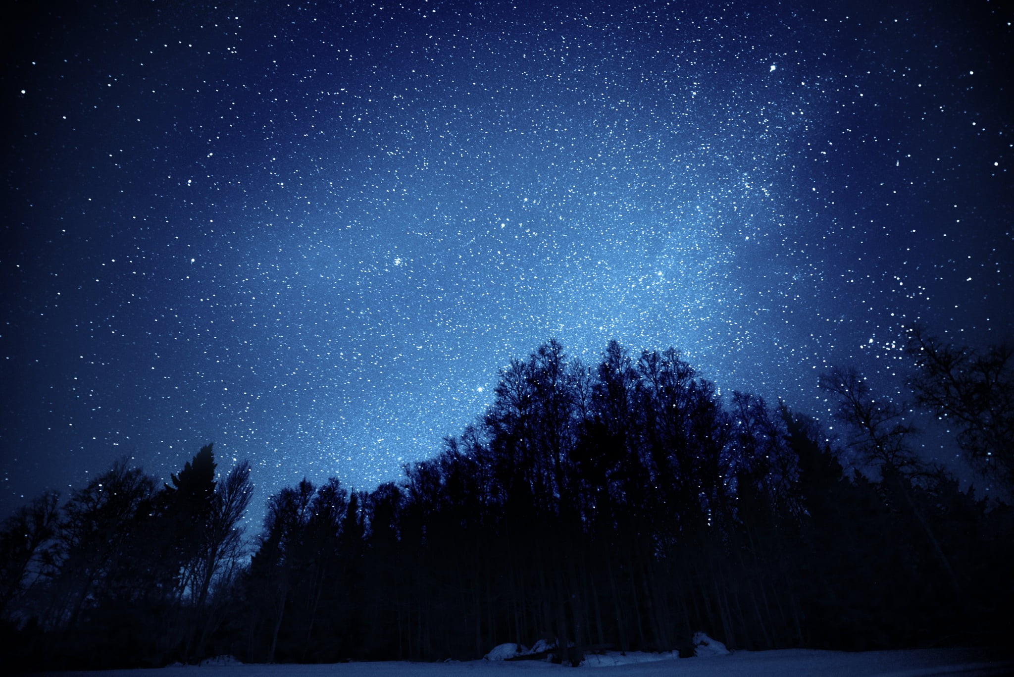 tranquil scene, star - Space, milky Way, dark, star Field, nebula, scenics - nature, snow, astronomy, star Trail, long Exposure, winter, outdoors, space, HD Wallpaper