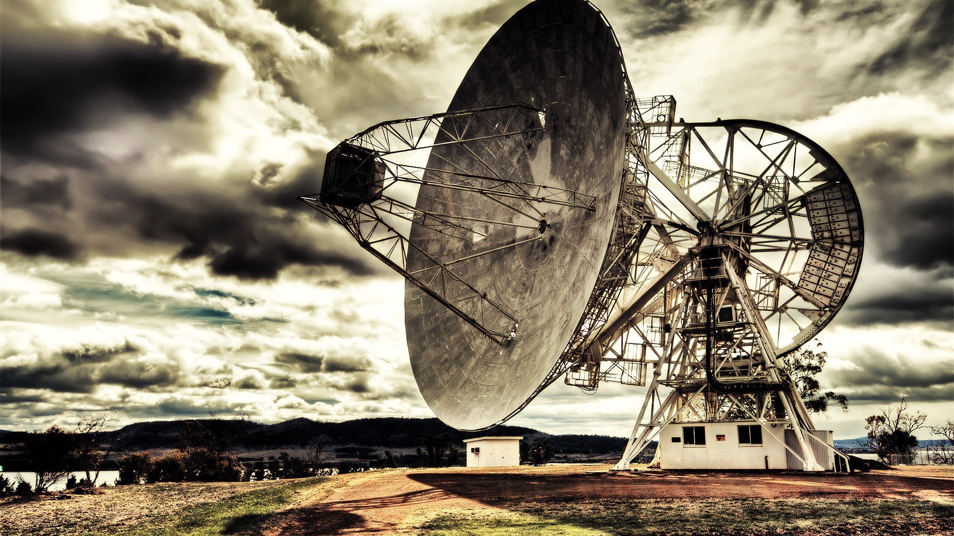 1080P, radio telescope, landscape, HD Wallpaper