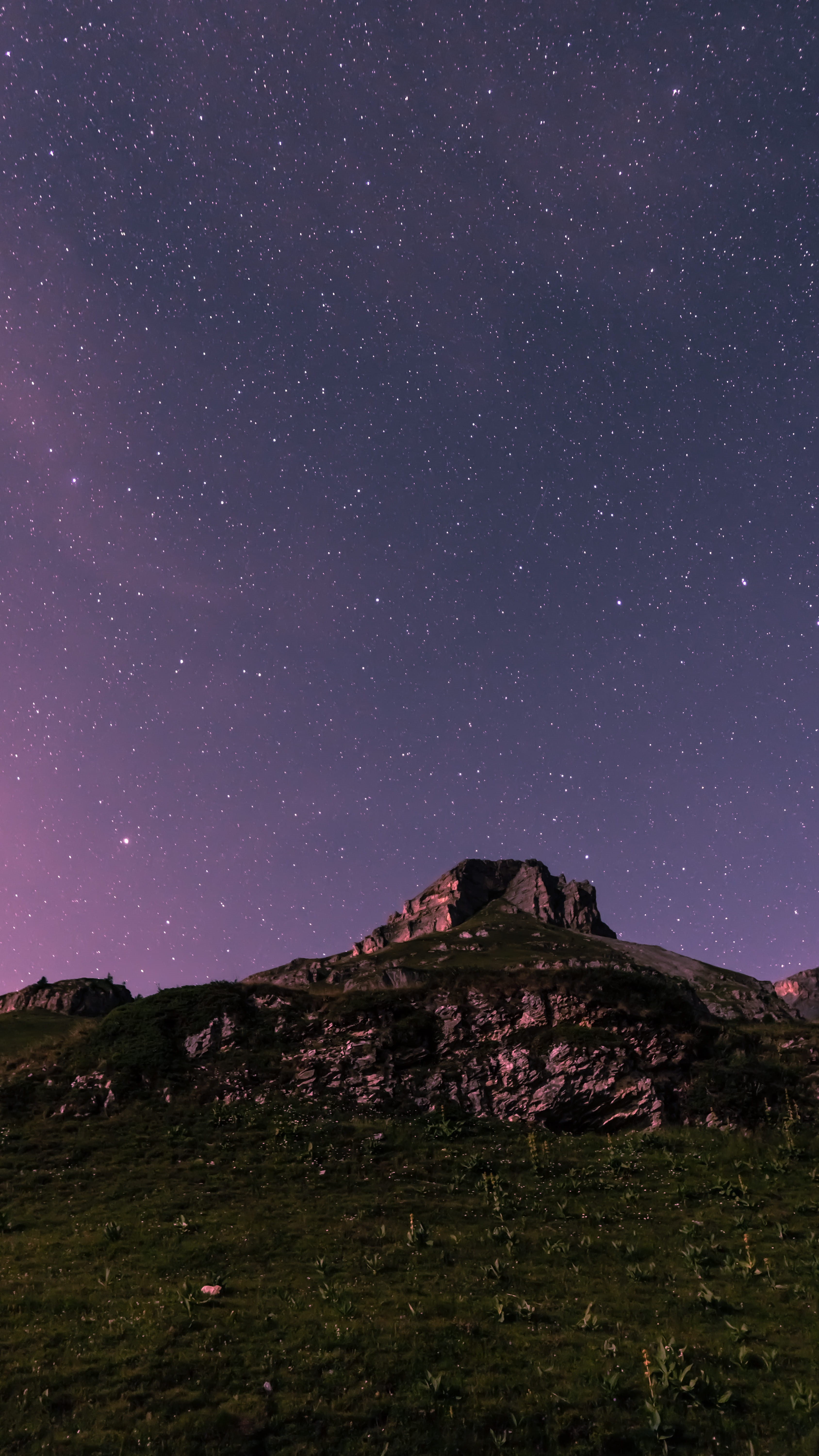 astronomy, night, nature, tranquil scene, star, low angle view, stars, beauty in nature, mountain, night sky, tranquility, star field, landscape, sky, alp, Phone HD Wallpaper