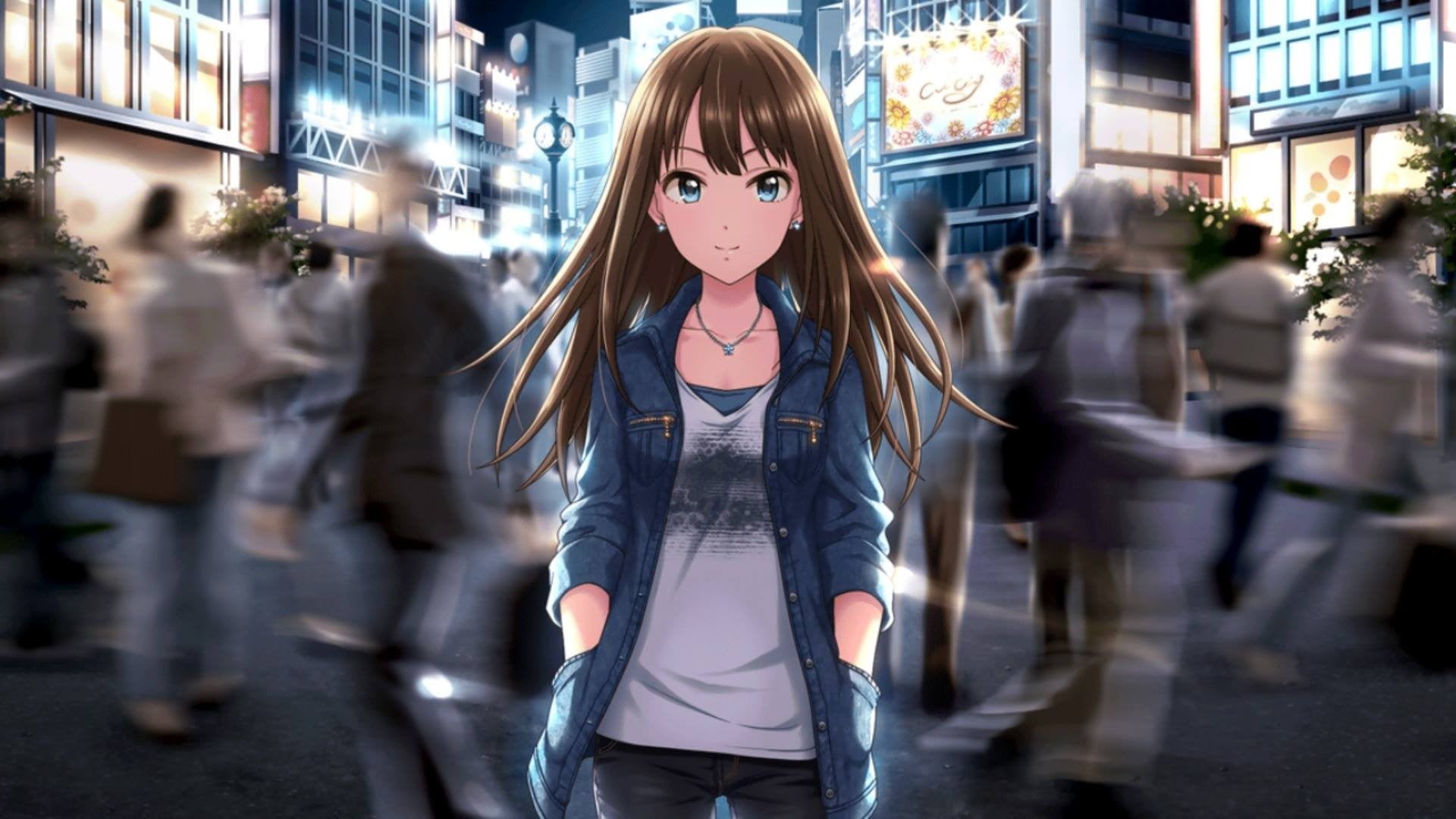 hair, outdoors, 1080P, idolmaster cinderella girls starlight stage, city, women, front view, hairstyle, architecture, looking at camera, young women, lifestyles, HD Wallpaper
