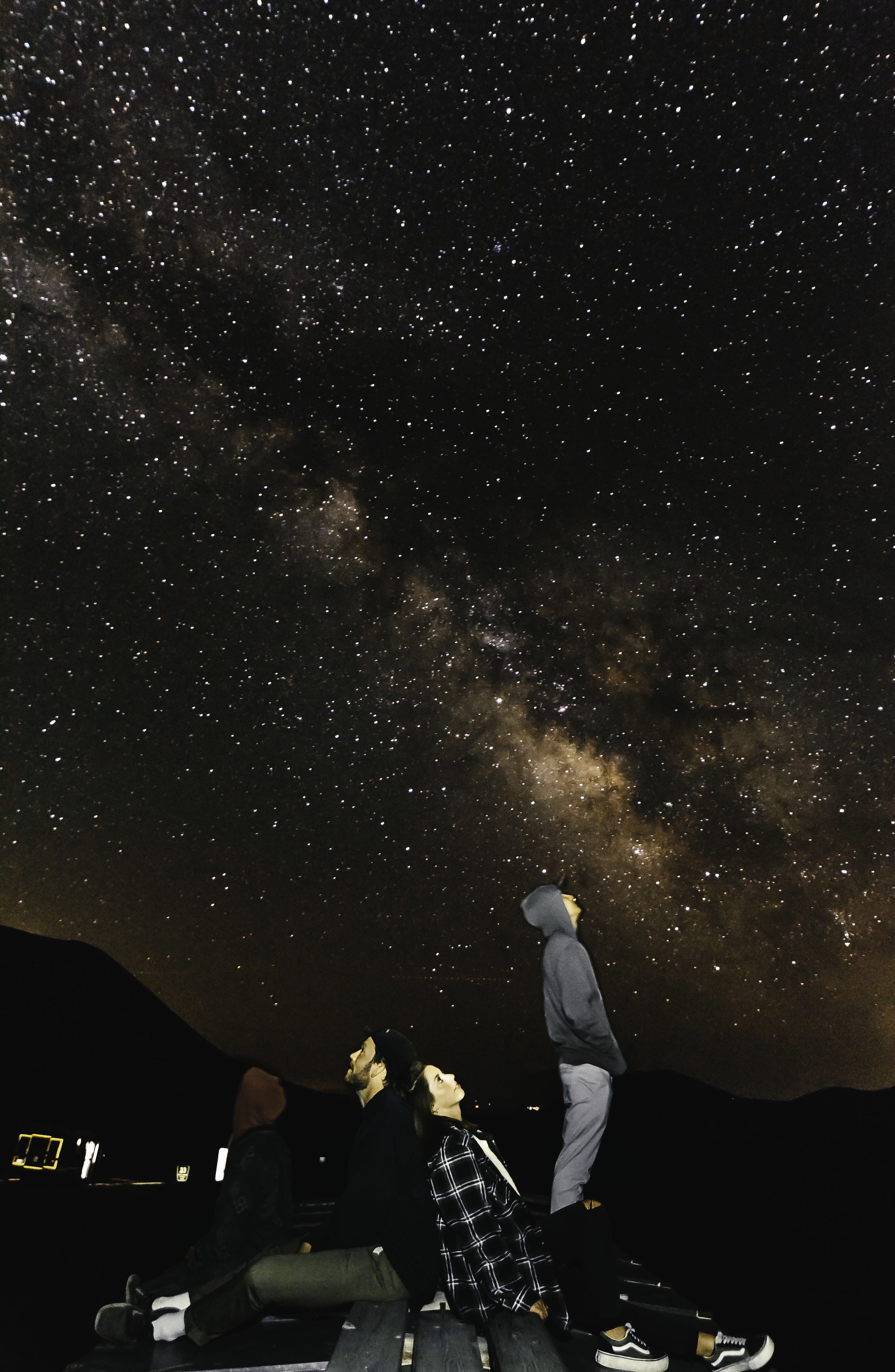 milkyway, space, star, mountain range, nature, constellation, space and astronomy, star gazing, solar system, star - space, beauty in nature, group of people, Phone HD Wallpaper