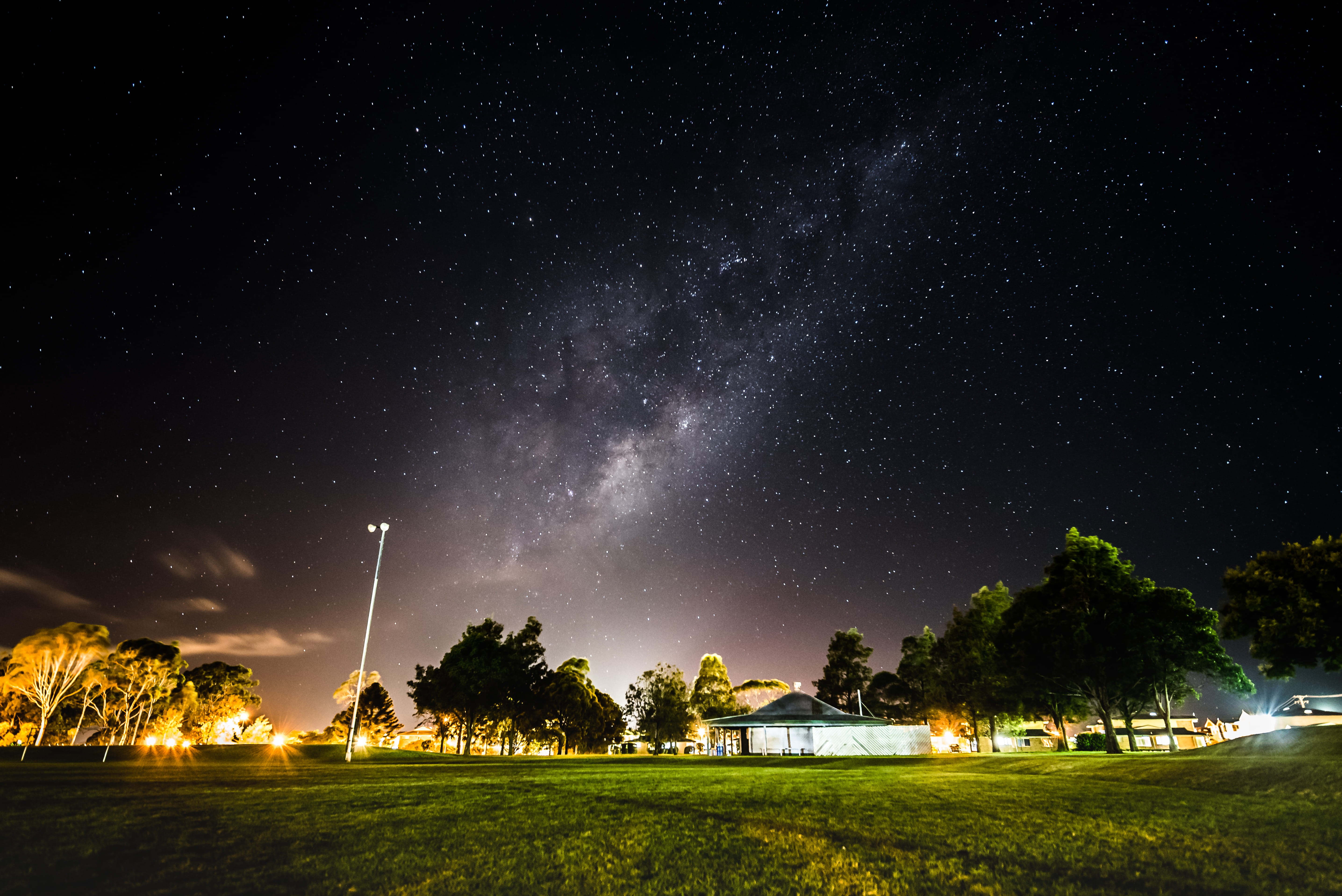 star gazing, tranquil scene, beauty in nature, plant, built structure, 5K, star - space, no people, milky way, illuminated, galaxy, architecture, night, HD Wallpaper