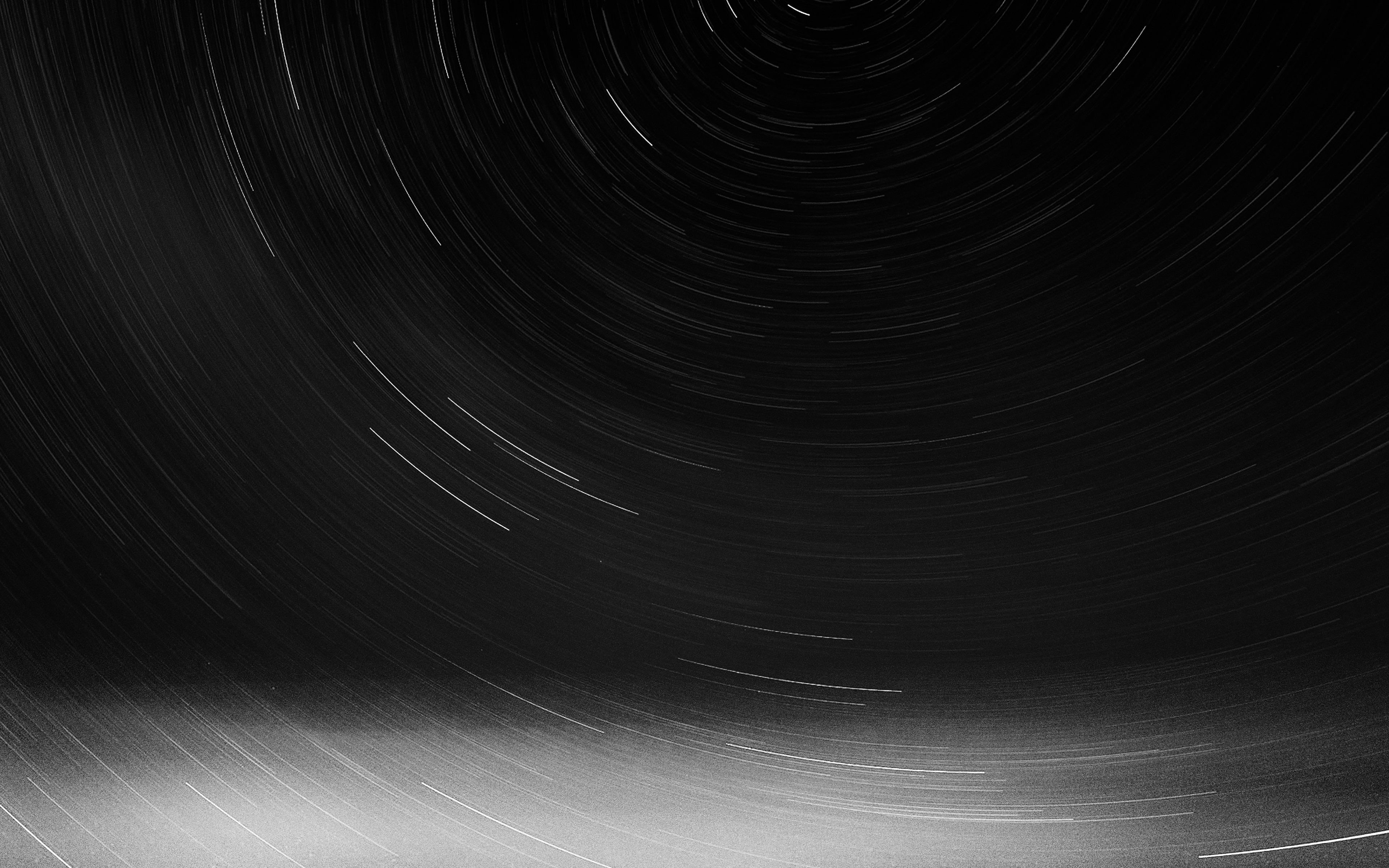 4K, long exposure, no people, motion, space and astronomy, spinning, star - space, blurred motion, bw, star trail, beauty in nature, concentric, night, HD Wallpaper