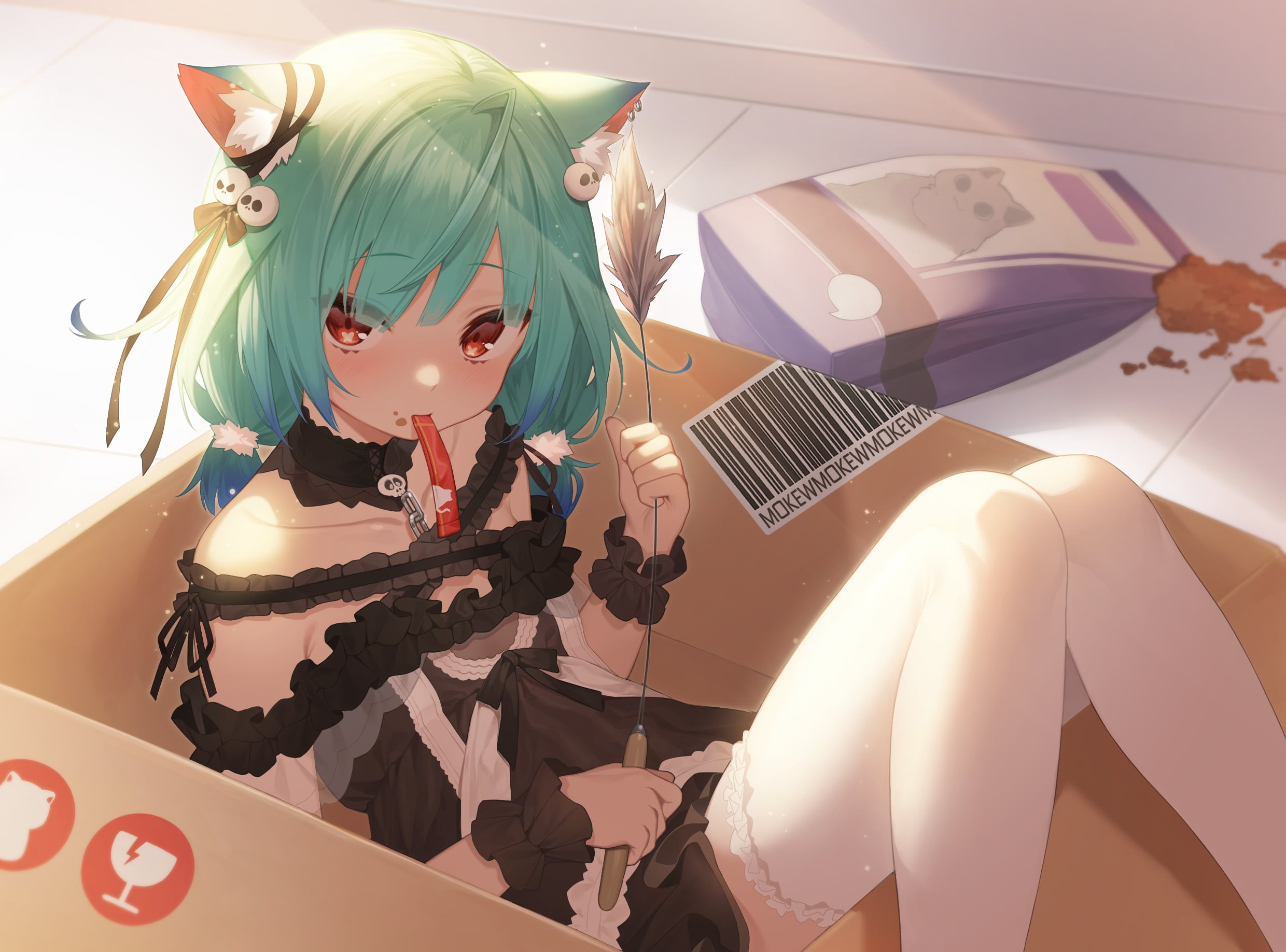 Uruha Rushia, Virtual Youtuber, anime girls, Hololive, anime, Mokew, animal ears, 1080P, HD Wallpaper