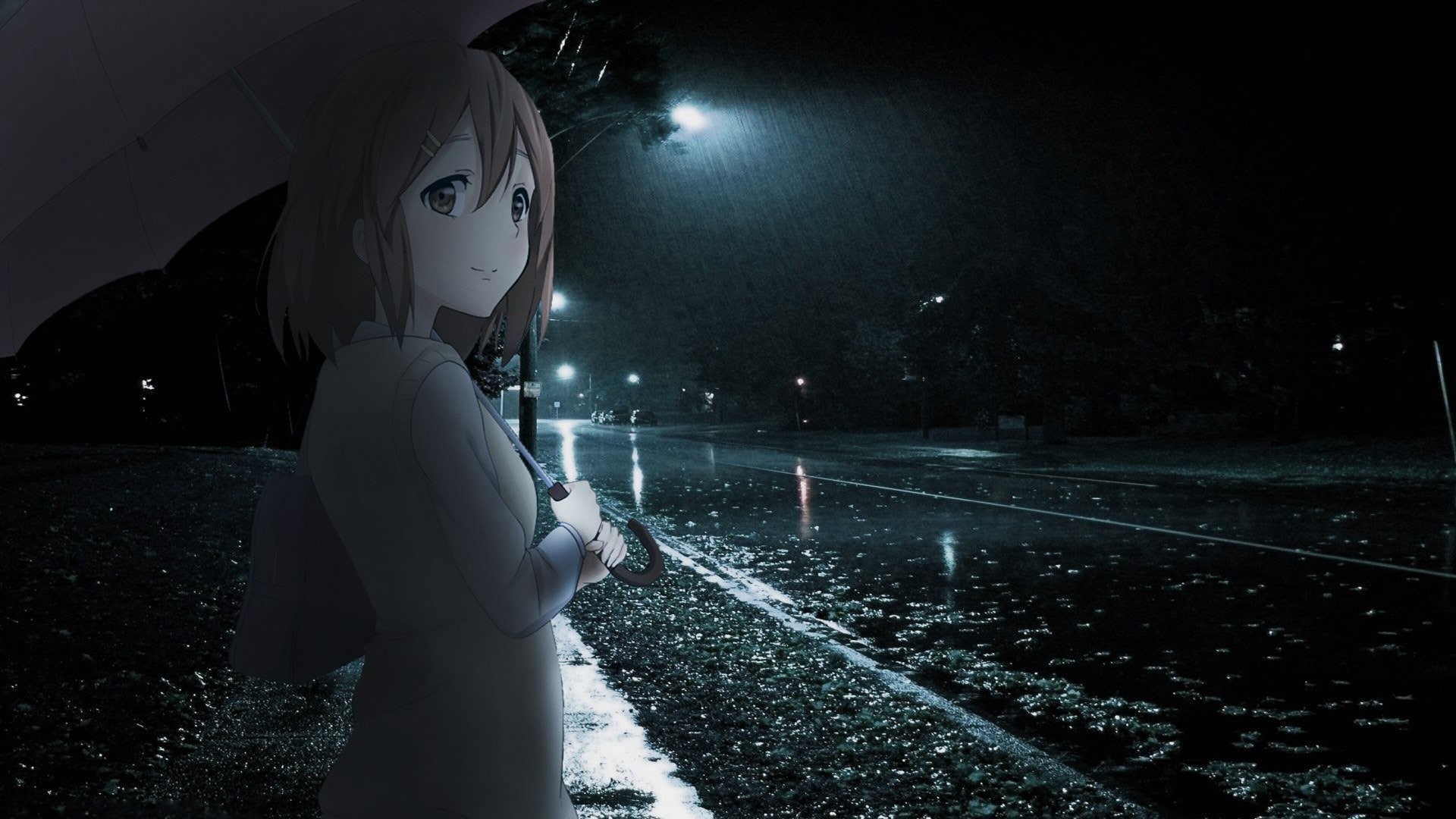 nature, sky, lifestyles, waist up, transportation, real people, K-ON!, anime, Hirasawa Yui, one person, men, casual clothing, outdoors, illuminated, young adult, HD Wallpaper