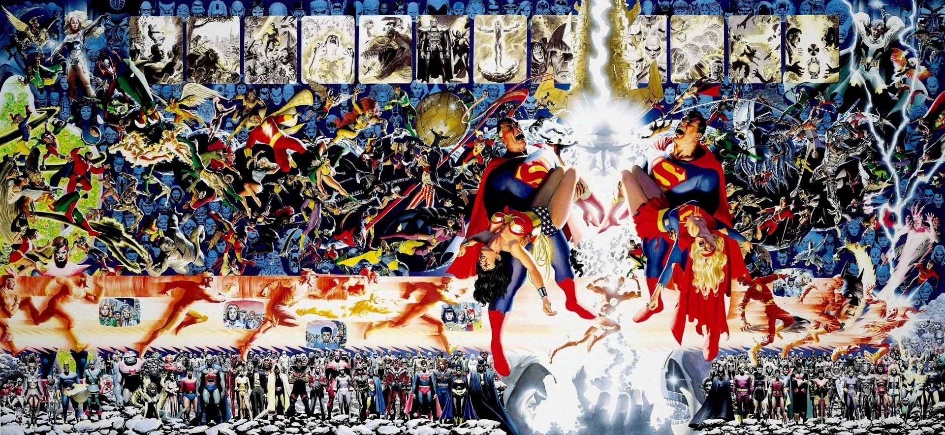 Crisis on Infinite Earths, Plastic Man, 1080P, Green Lantern, Wonder Woman, Comics, Superman, Liberty Belle, Supergirl, Flash, Deadman (DC Comics), HD Wallpaper