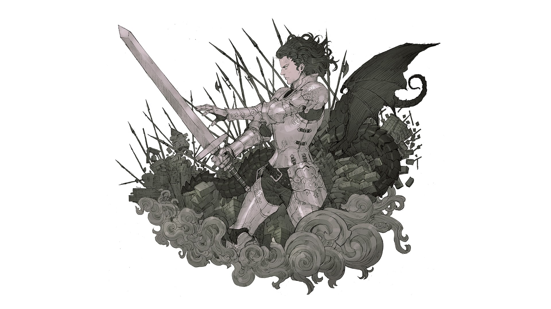 sword, weapon, dragon, anime, studio shot, statue, ornate, the middle ages, still life, no people, art and craft, simple background, creativity, cut out, HD Wallpaper