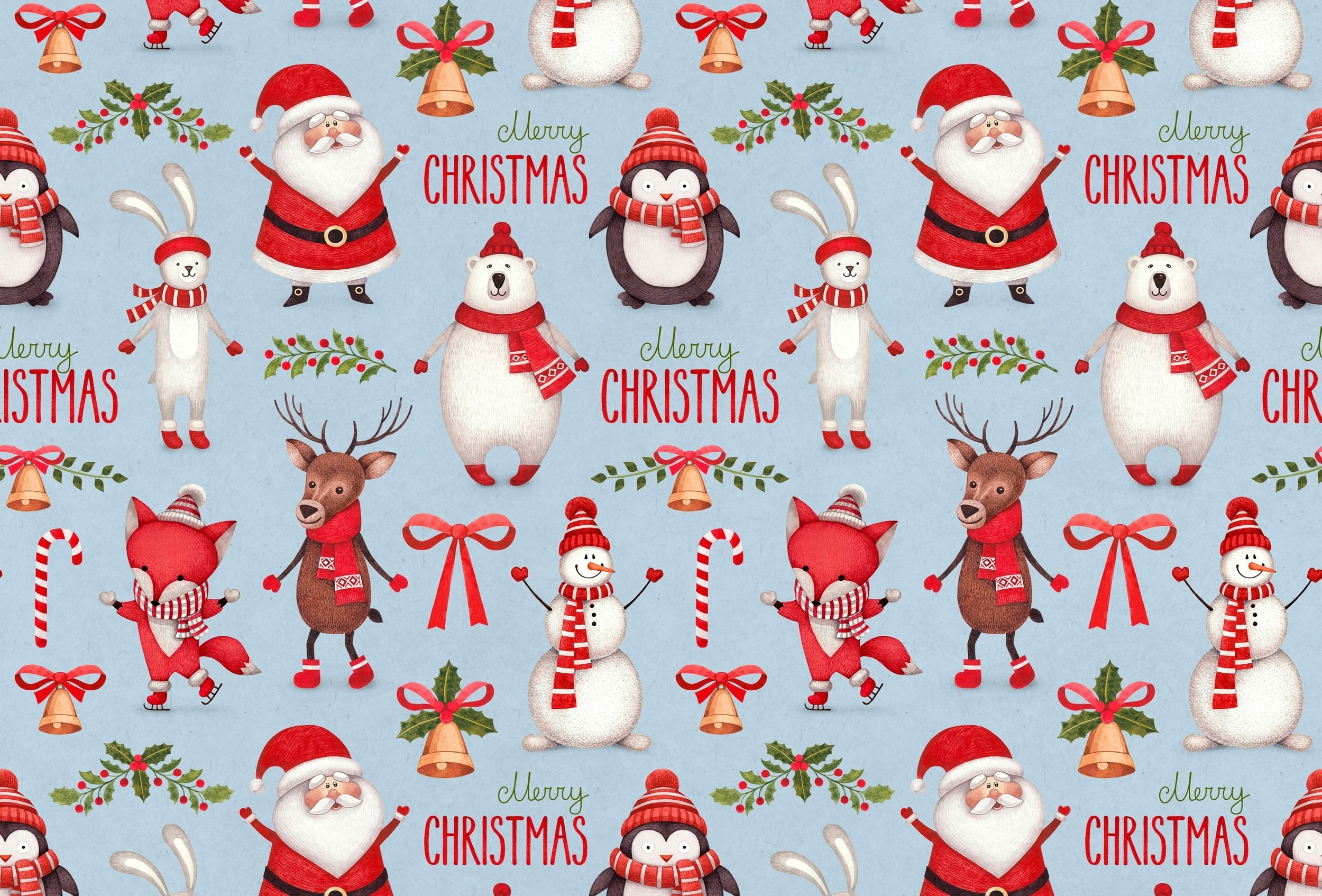 Merry Christmas, Santa Claus, Snowman, 1080P, HD Wallpaper