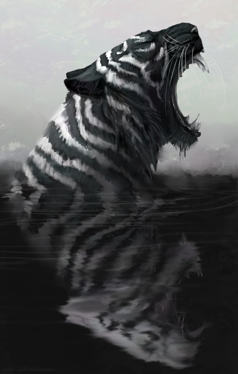 bird, waterfront, no people, tiger, animal wildlife, Jade Mere, mirror, 720P, motion, day, one animal, outdoors, animals, lake, vertebrate, concept art, Phone HD Wallpaper