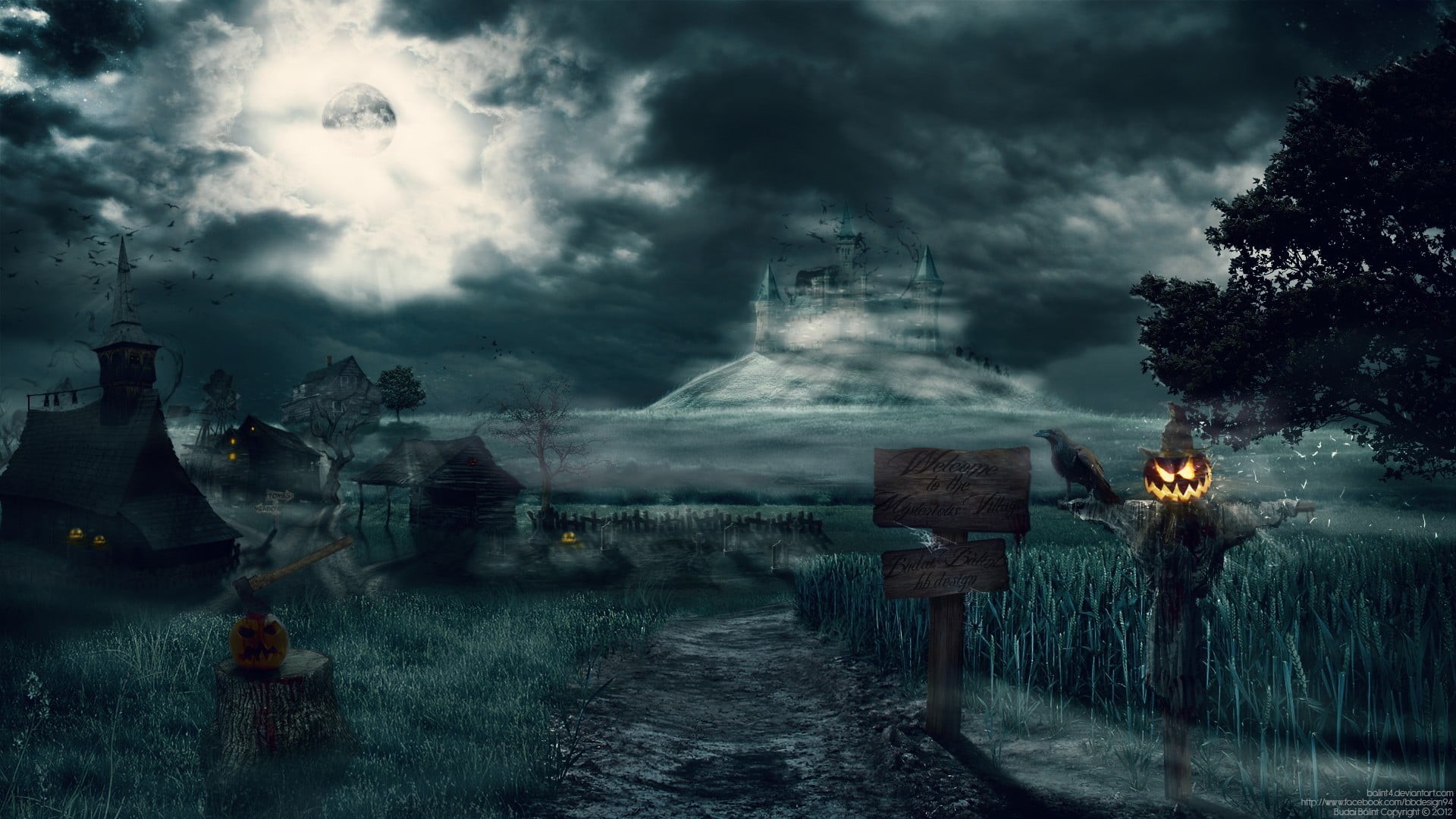 lantern, storm, o, scenics - nature, castle, no people, plant, storm cloud, landscape, 1080P, Halloween, water, jack, tranquil scene, dusk, beauty in nature, HD Wallpaper