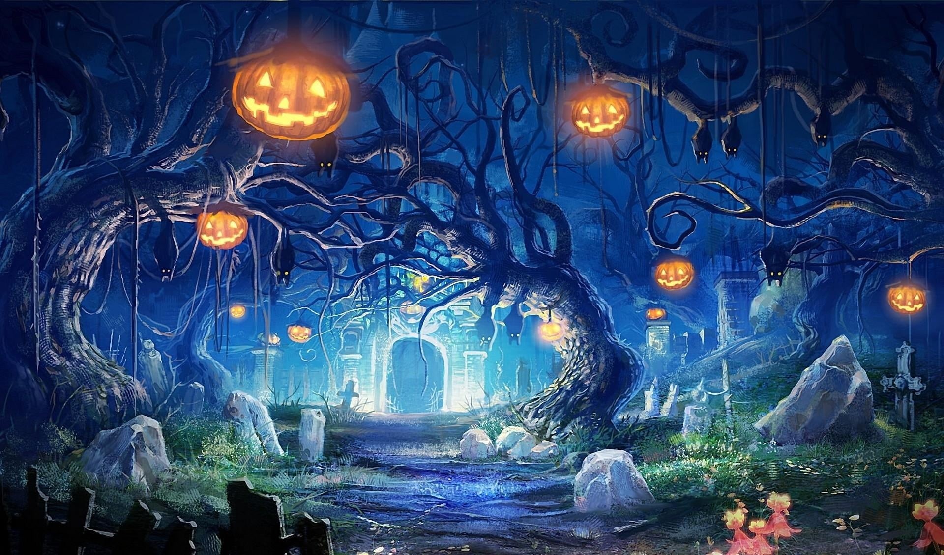 1080P, darkness, castle, lantern, forest, gates, spooky, dark, art and craft, lanterns, christmas, light - Natural Phenomenon, city, lighting Equipment, HD Wallpaper