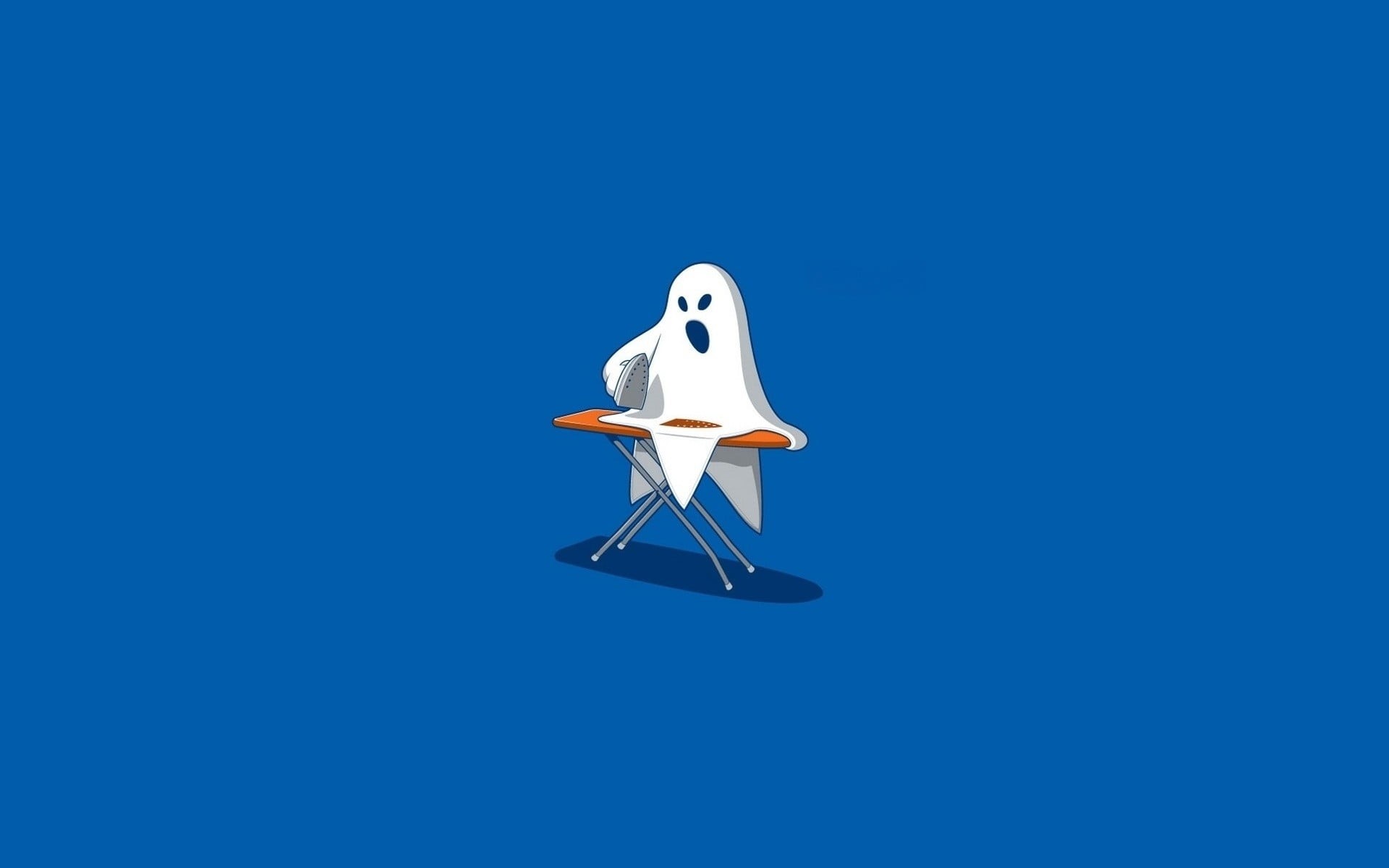 still life, clear sky, iron, nature, studio shot, copy space, clothes, holiday, blue background, illustration, sky, minimalism, using, mid-air, ghost, mode of transportation, HD Wallpaper
