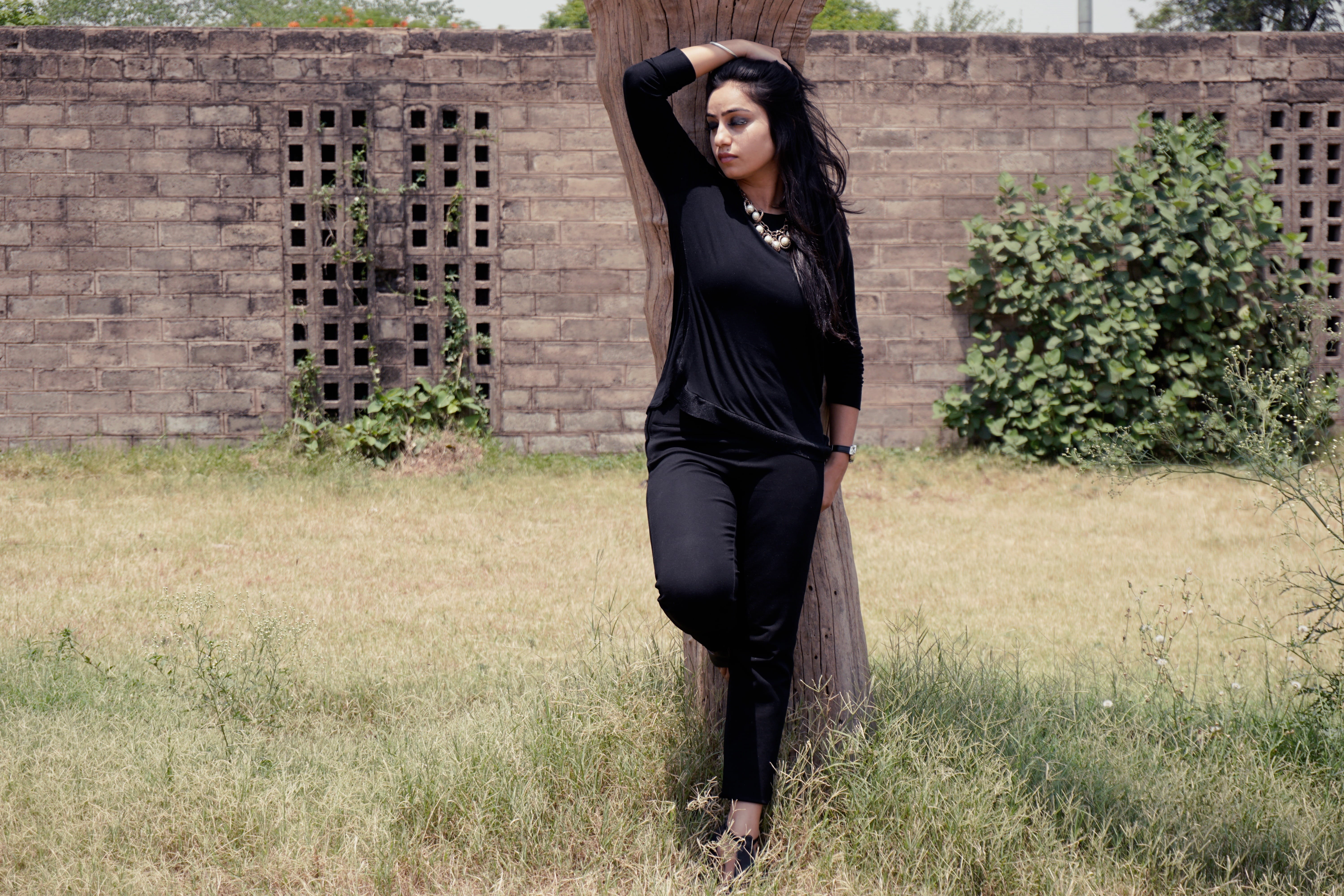 eyes, woman, punjabi, young adult, standing, outdoors, fashion, grass, girl, long hair, female, beautiful woman, one Person, full length, front view, females, HD Wallpaper