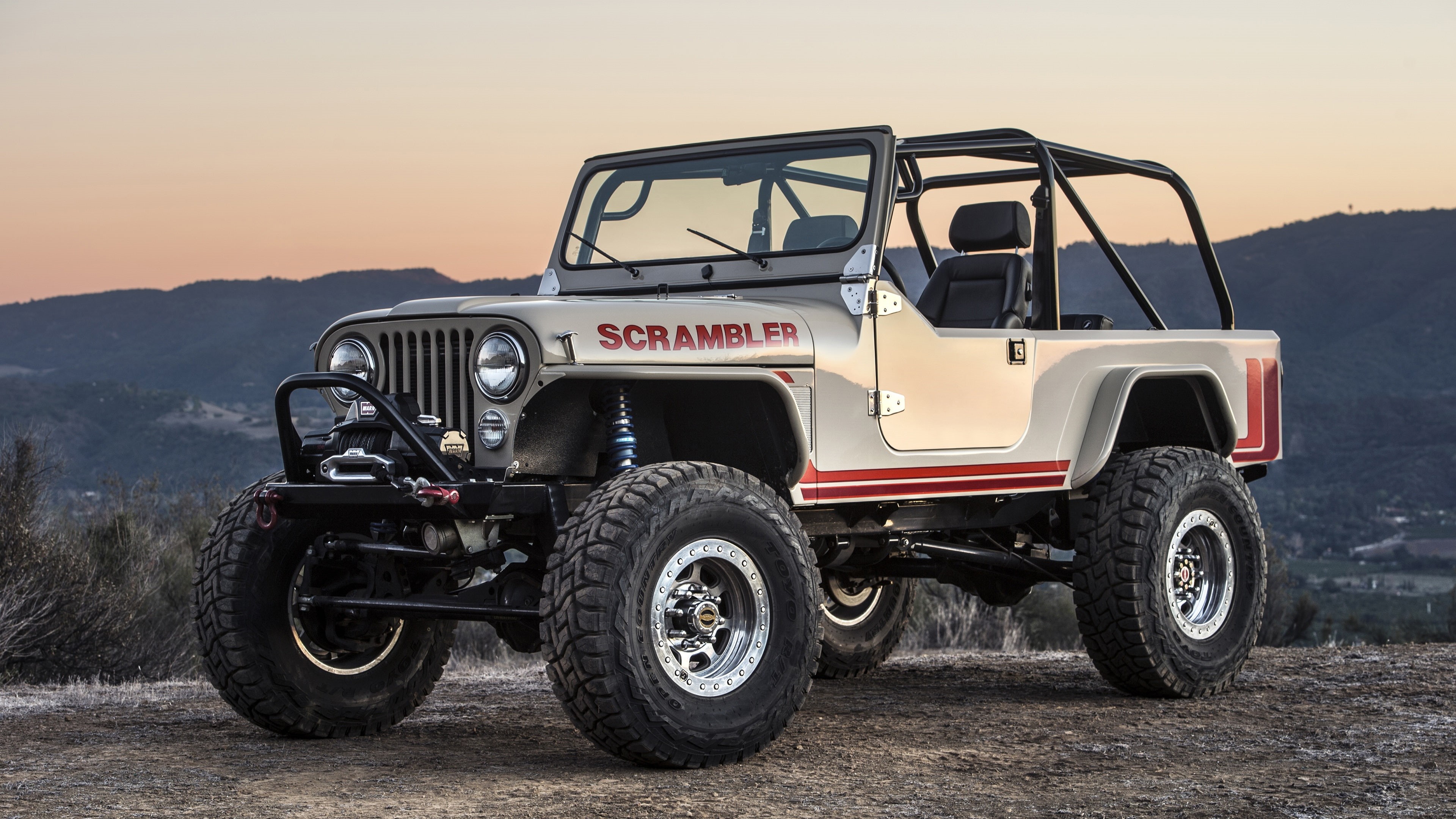 SUV, View, Front, silver, Scrambler, black, CJ, Jeep, 4K, HD Wallpaper