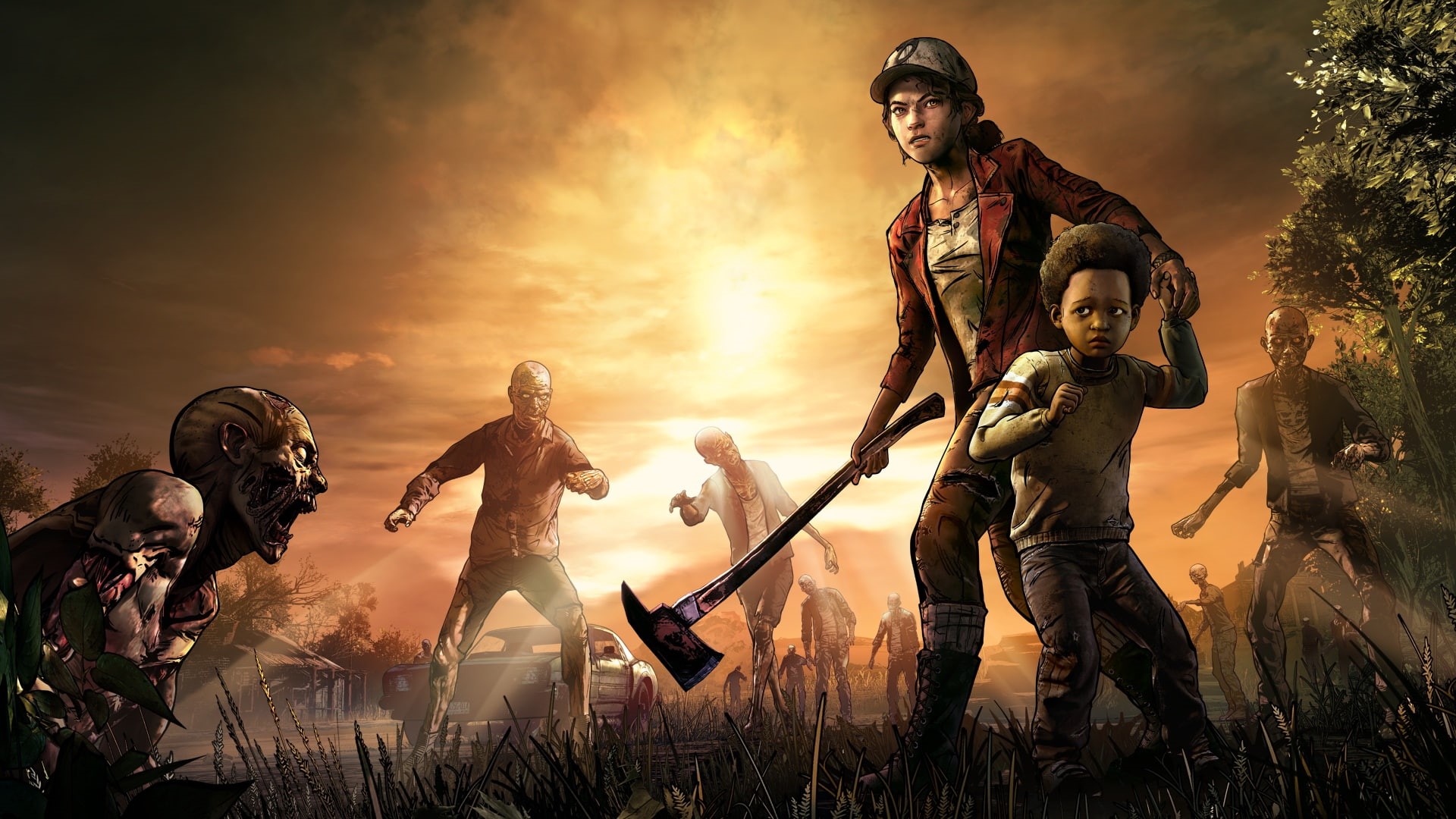 Axe, The situation, The Walking Dead, The Walking Dead: The Final Season, Survivors, Telltale Games, Zombies, The Final Season, Clementine, 1080P, HD Wallpaper