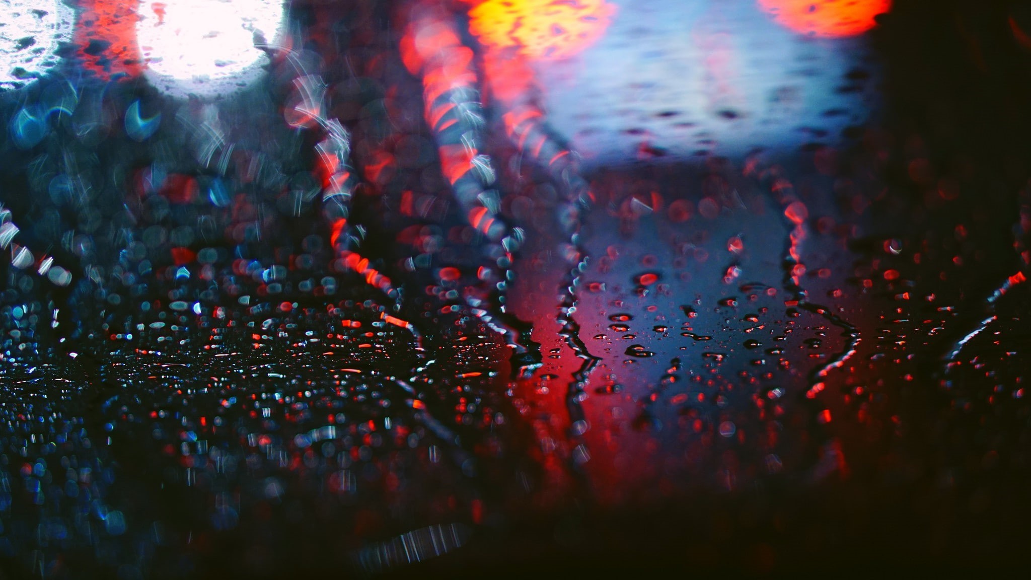 glass - material, rain, nature, raindrop, reflection, lights, red, bokeh, photography, rainy season, glass, monsoon, water on glass, selective focus, drop, HD Wallpaper