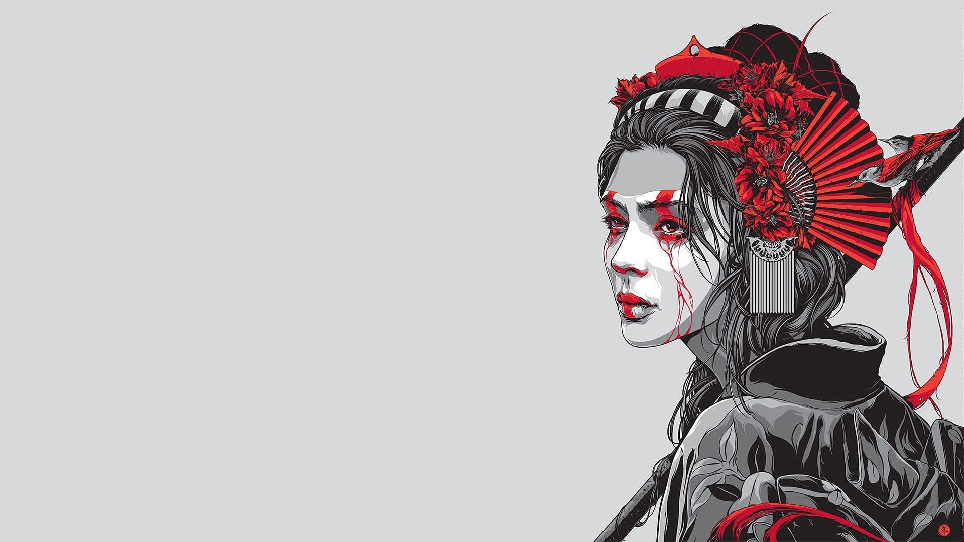 geisha, 1080P, artwork, HD Wallpaper